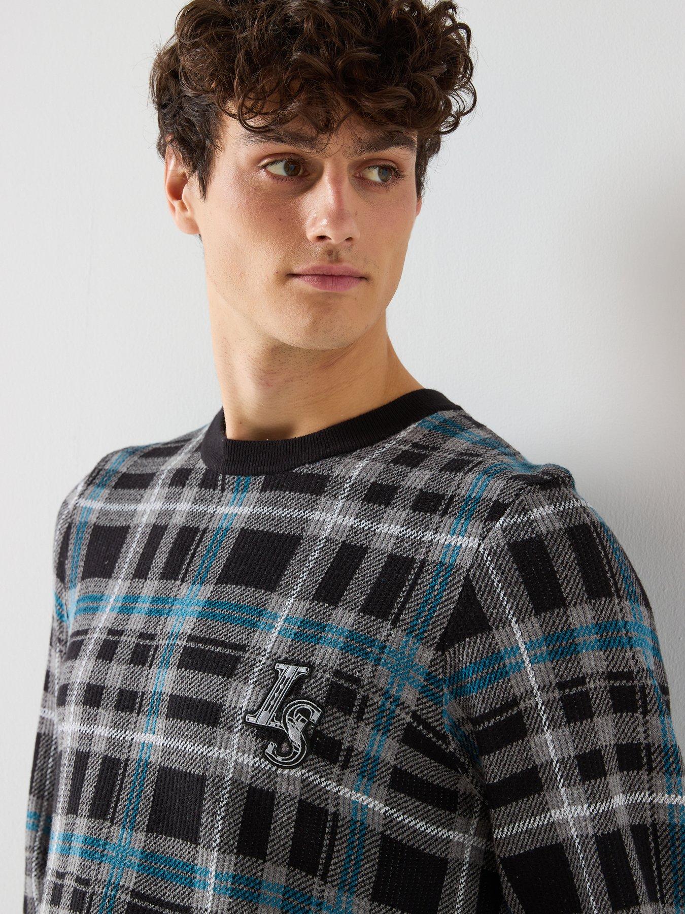 lyle-scott-knitted-jacquard-tartan-crew-neck-jumper-black-multioutfit