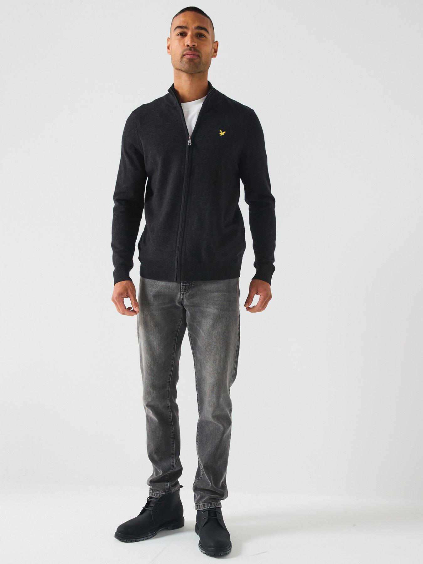 Image 3 of 5 of Lyle & Scott Lambswool Blend Zip Through Knitted Cardigan&nbsp;- Black