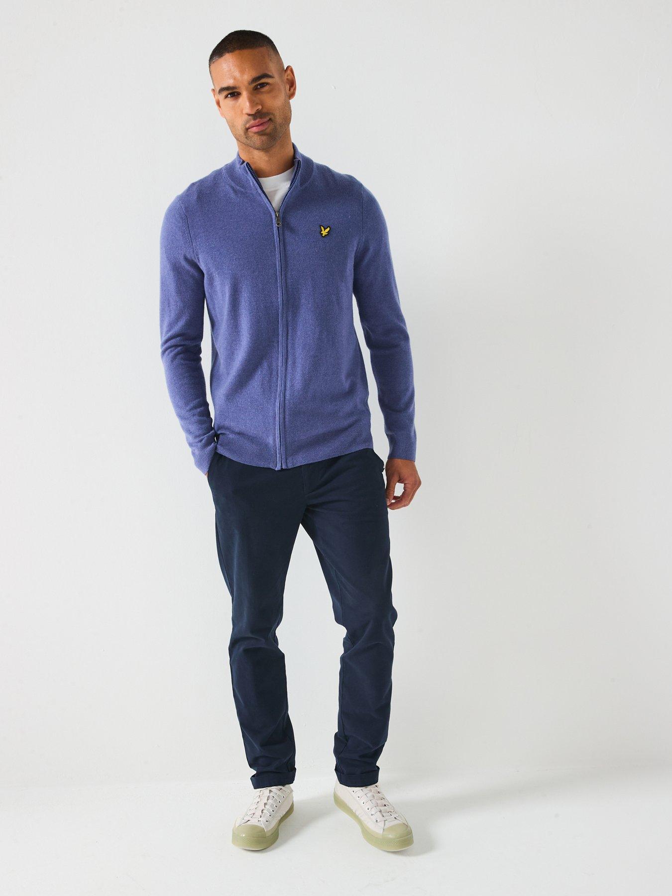 lyle-scott-lambswool-blend-zip-through-knitted-cardigannbsp--blueback