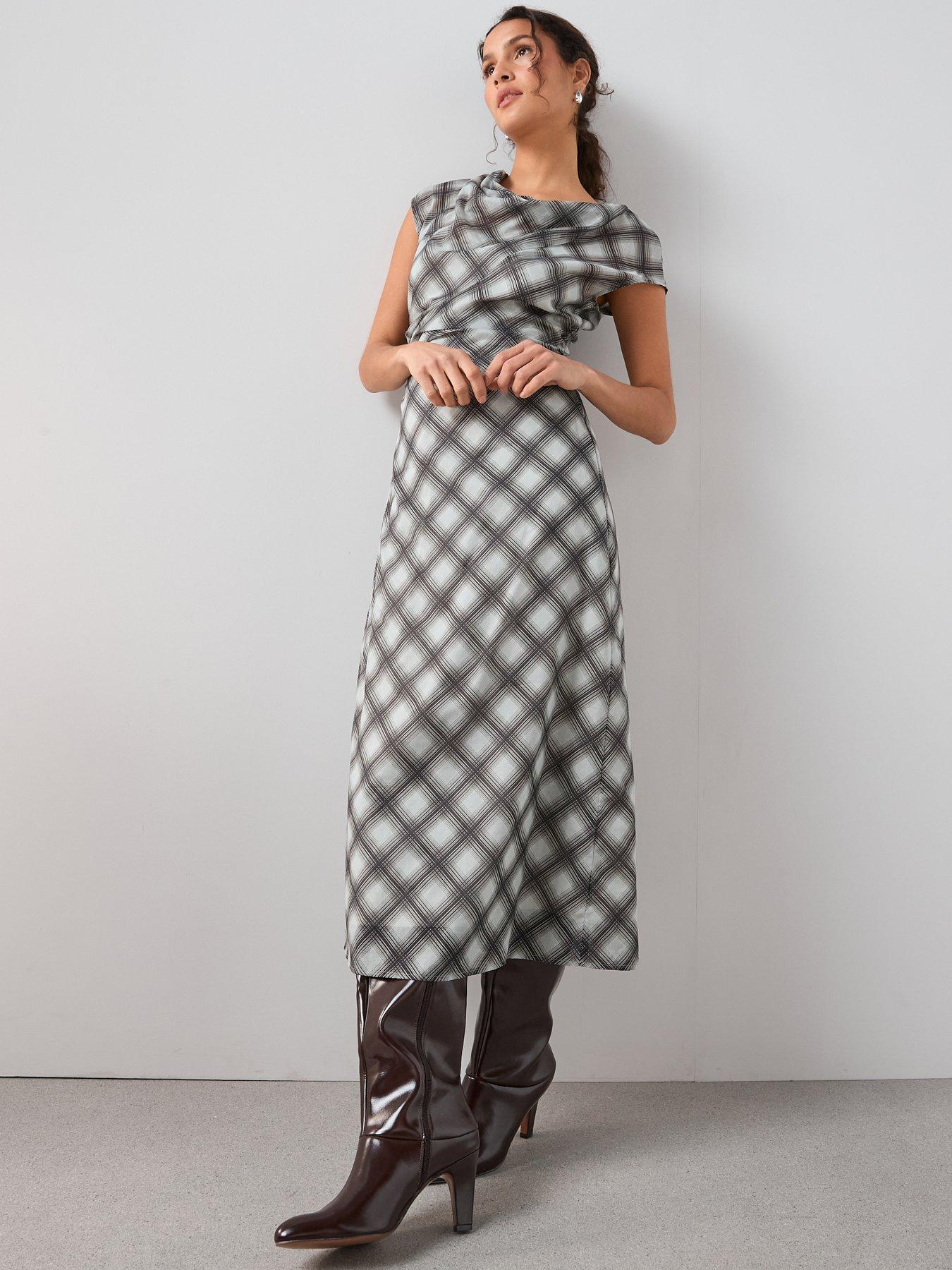 Image 4 of 6 of The Very Collection Gingham Cowl Neck Midaxi Dress - Print