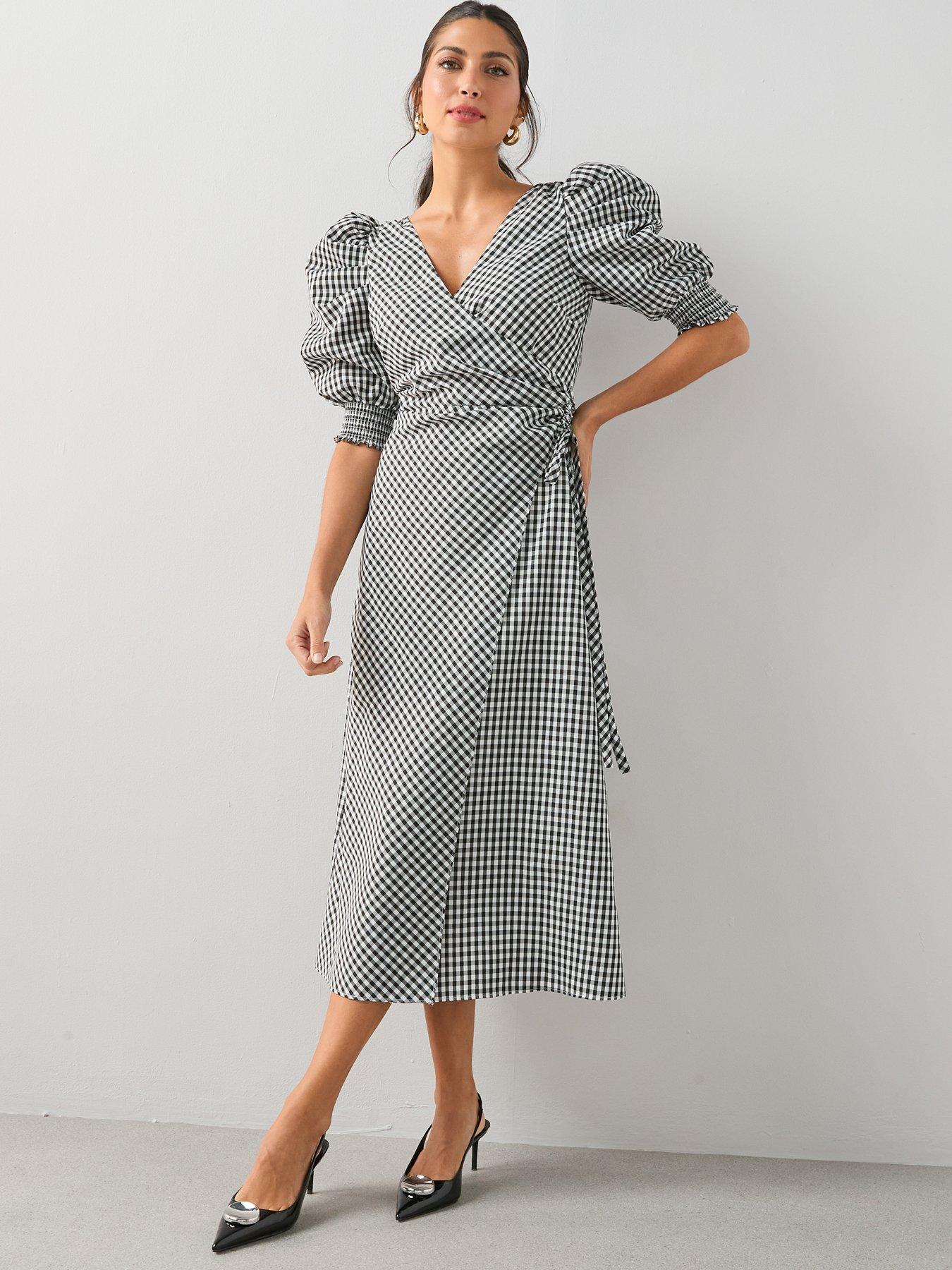 The Very Collection Gingham Wrap Midi Dress