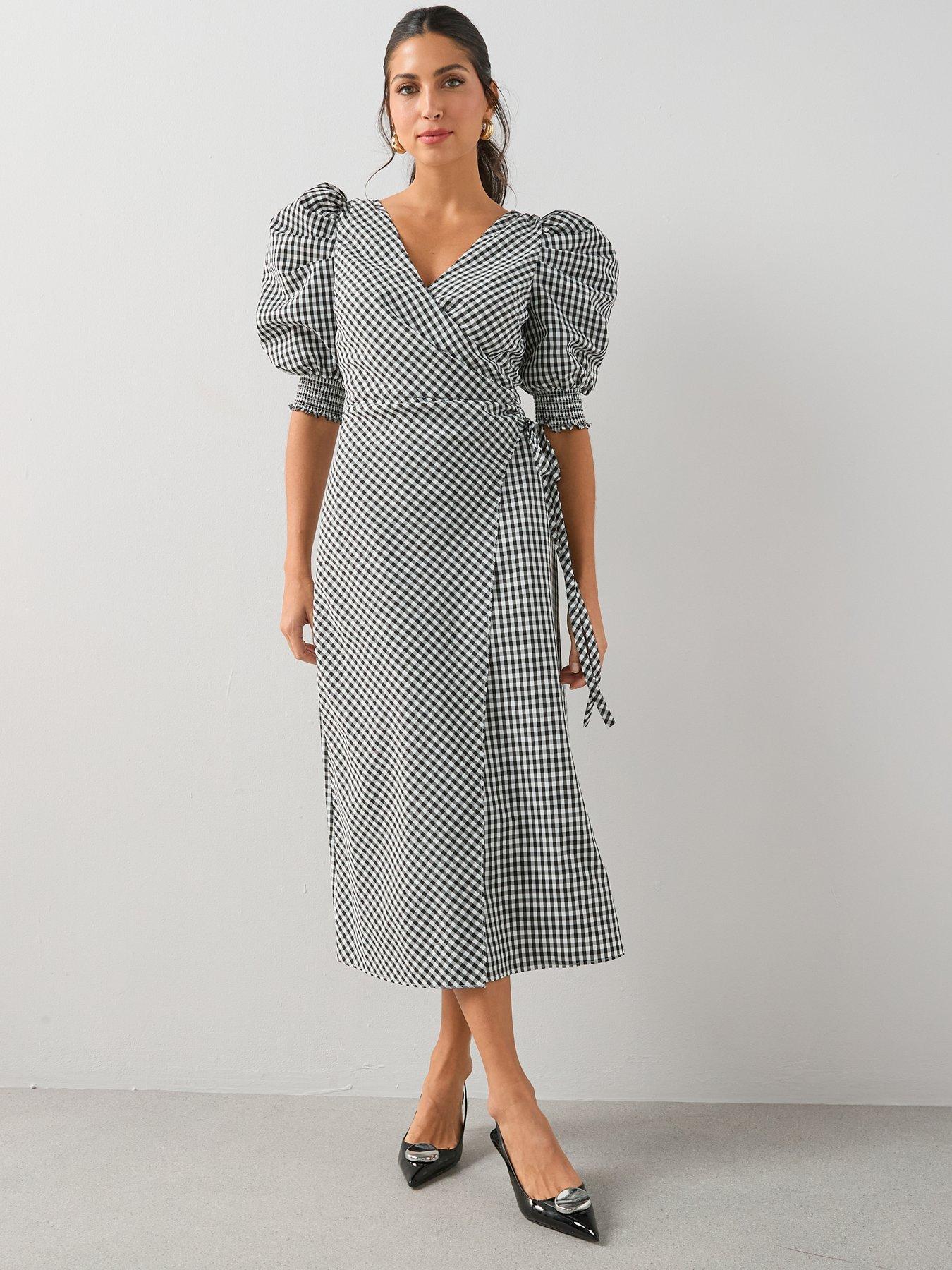 Image 3 of 6 of The Very Collection Gingham Wrap Midi Dress
