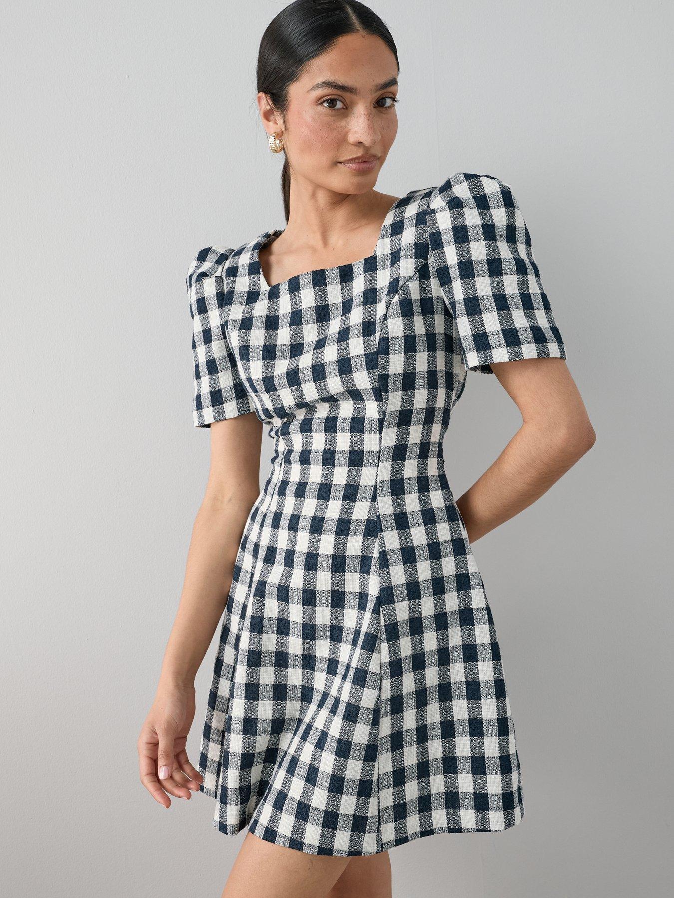 the-very-collection-gingham-puff-sleeve-mini-dress-printfront
