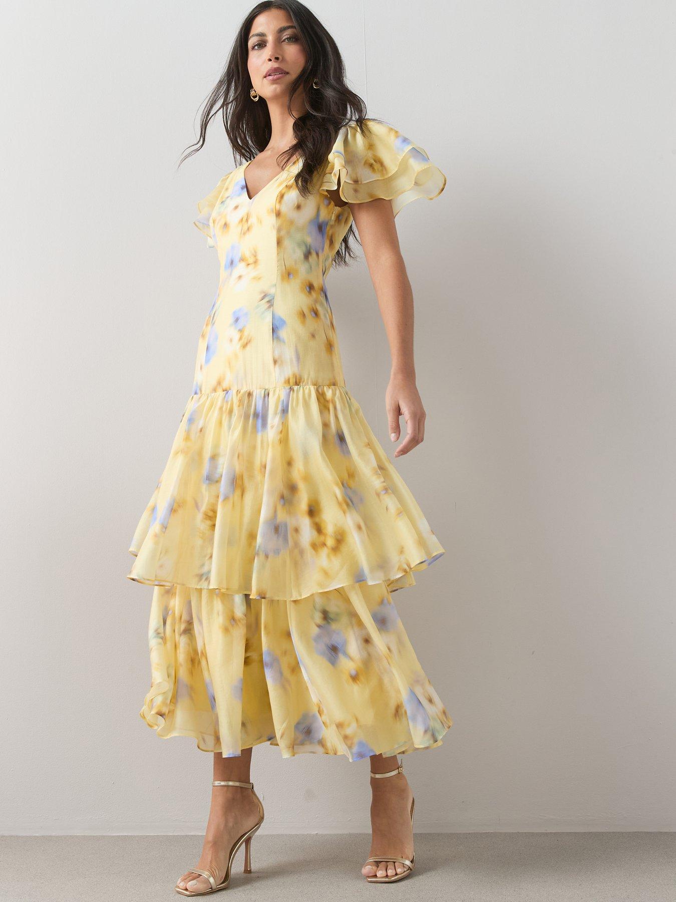 Image 6 of 8 of The Very Collection Floral Ruffle Tiered Midi Dress - Print