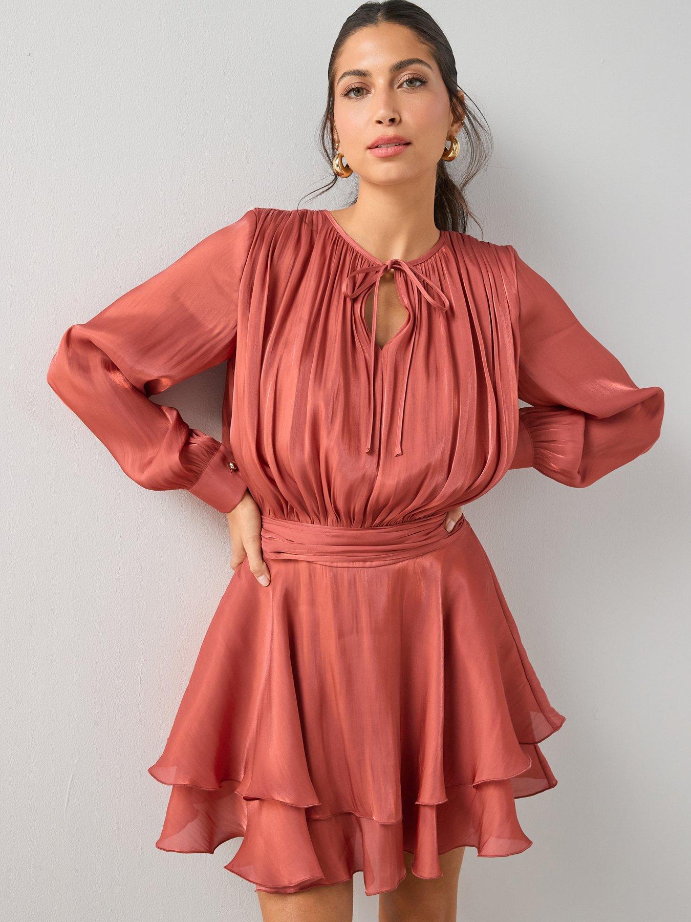 the-very-collection-v-neck-ruffle-pleated-mini-dress-pink
