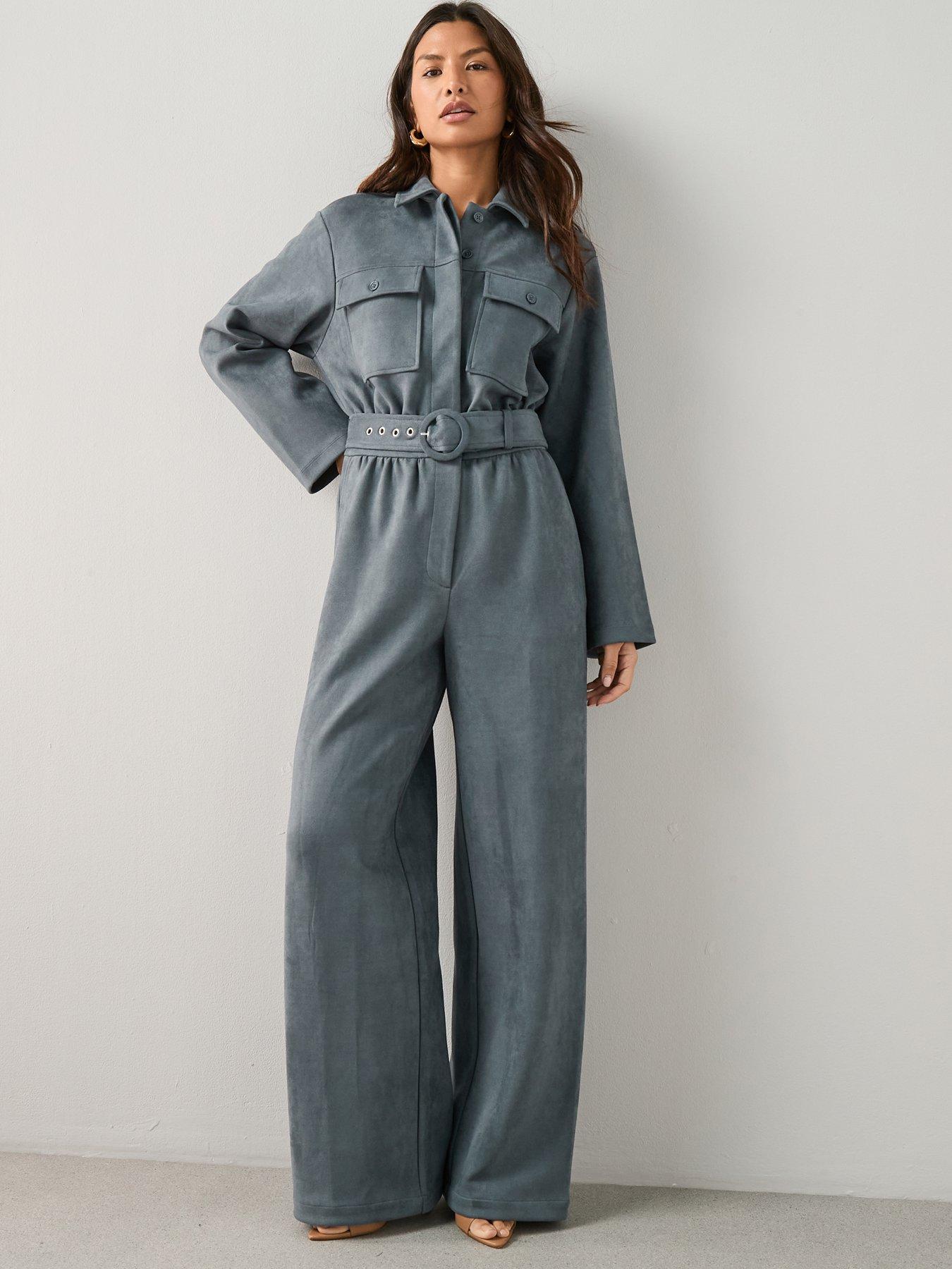 the-very-collection-long-sleeve-faux-suede-jumpsuit-blue