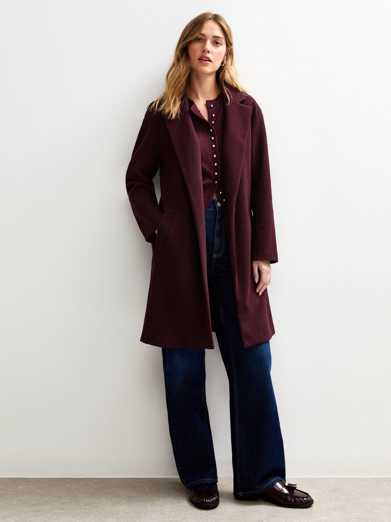 Image 3 of 5 of New Look Unlined Tailored Coat - Dark Burgundy