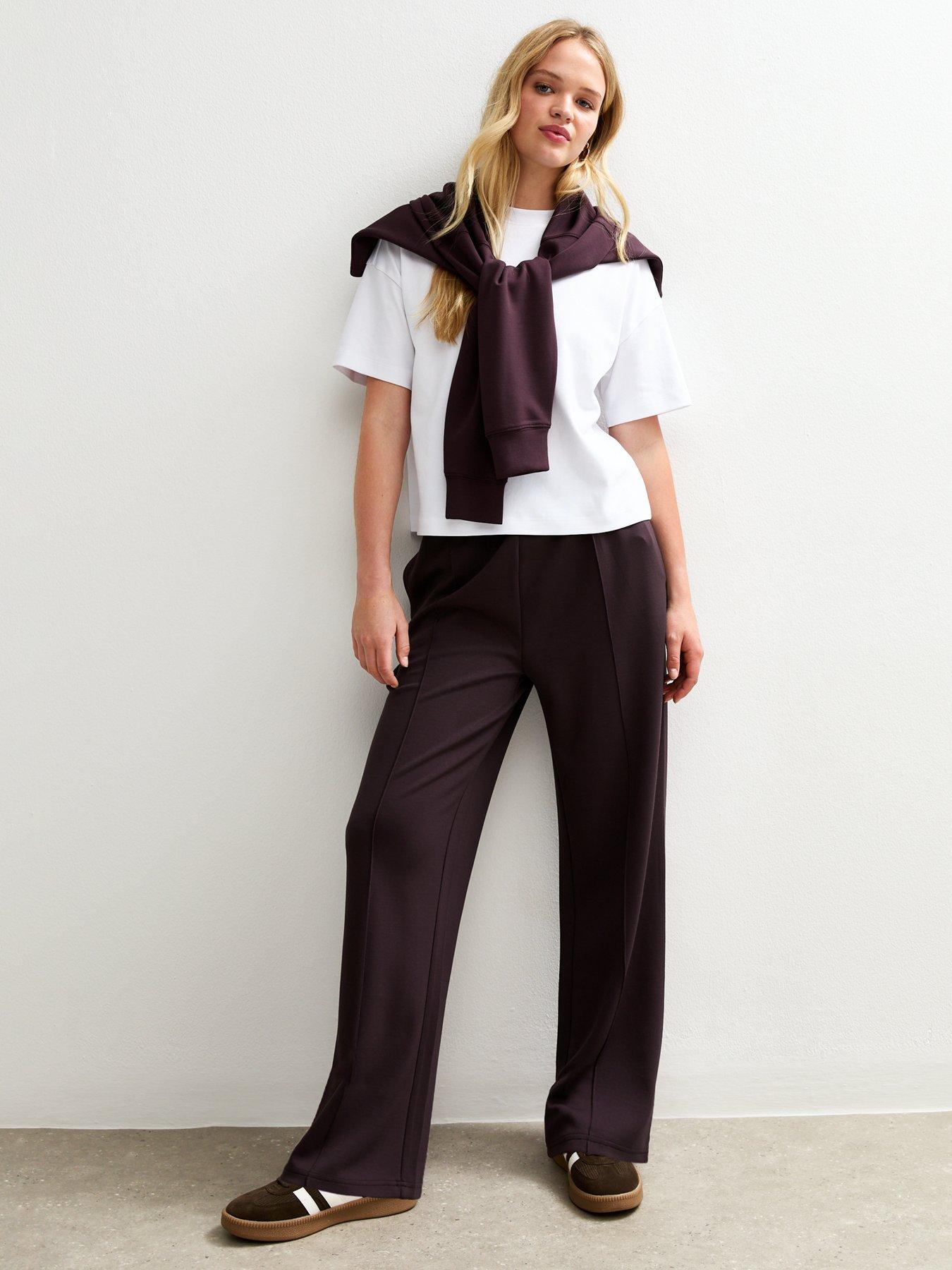 New Look Burgundy Premium Elasticated Waist Wide Leg Joggers