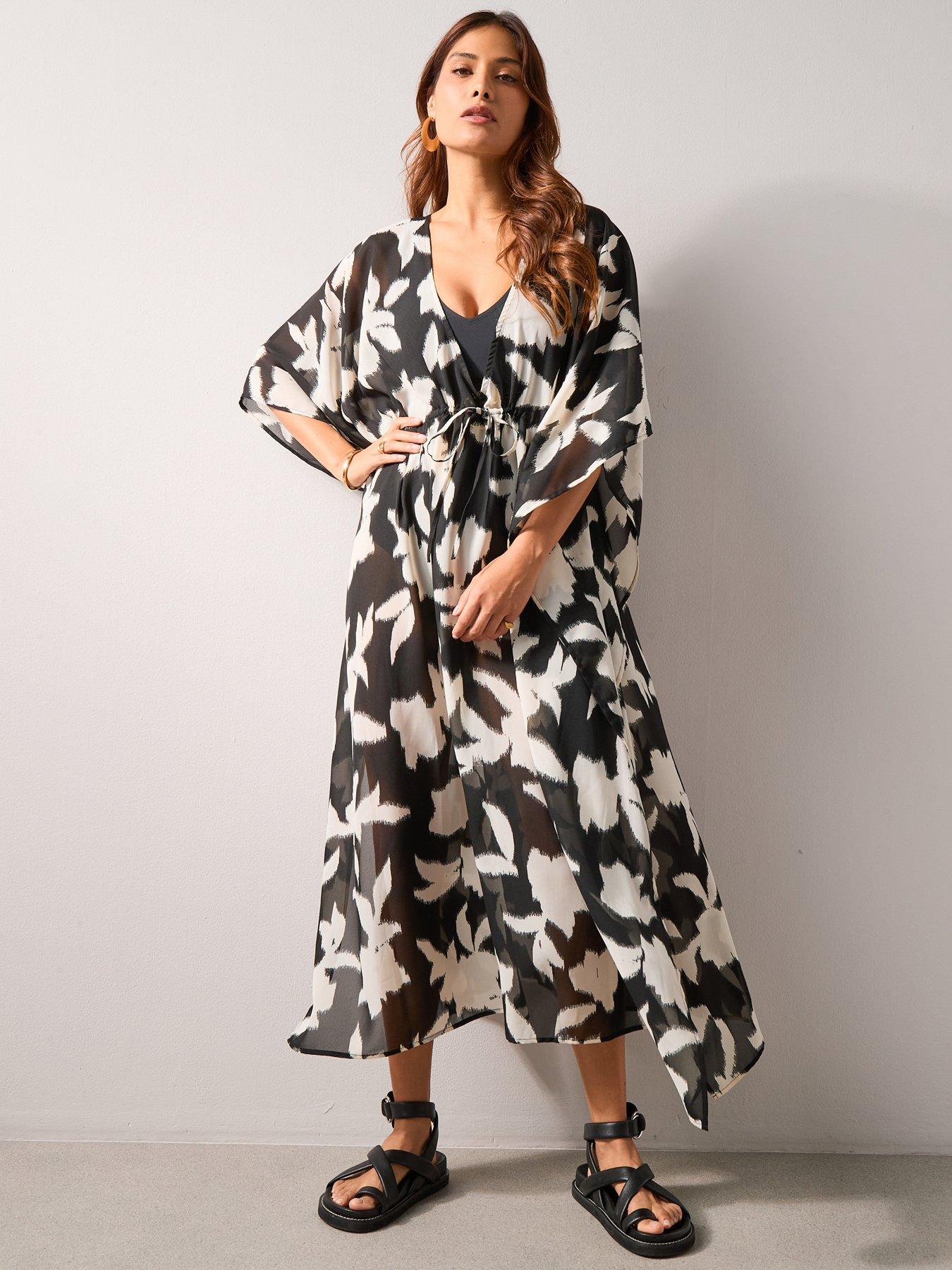 The Very Collection Mix  &  Match Maxi Tie Waist Kaftan - Black