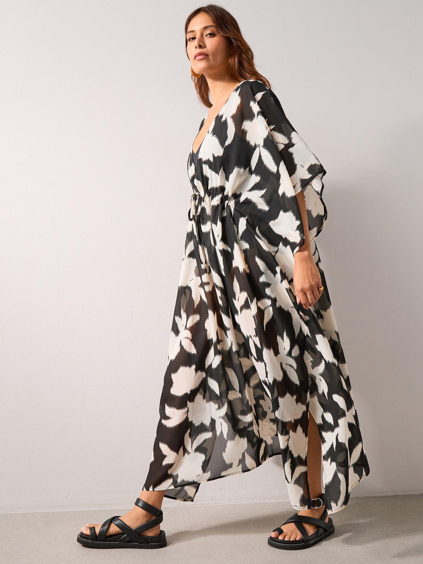 Image 3 of 7 of The Very Collection Mix &amp; Match Maxi Tie Waist Kaftan