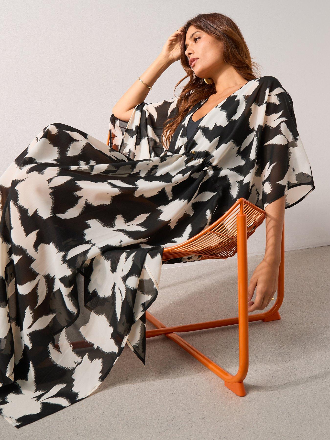 Image 5 of 7 of The Very Collection Mix &amp; Match Maxi Tie Waist Kaftan