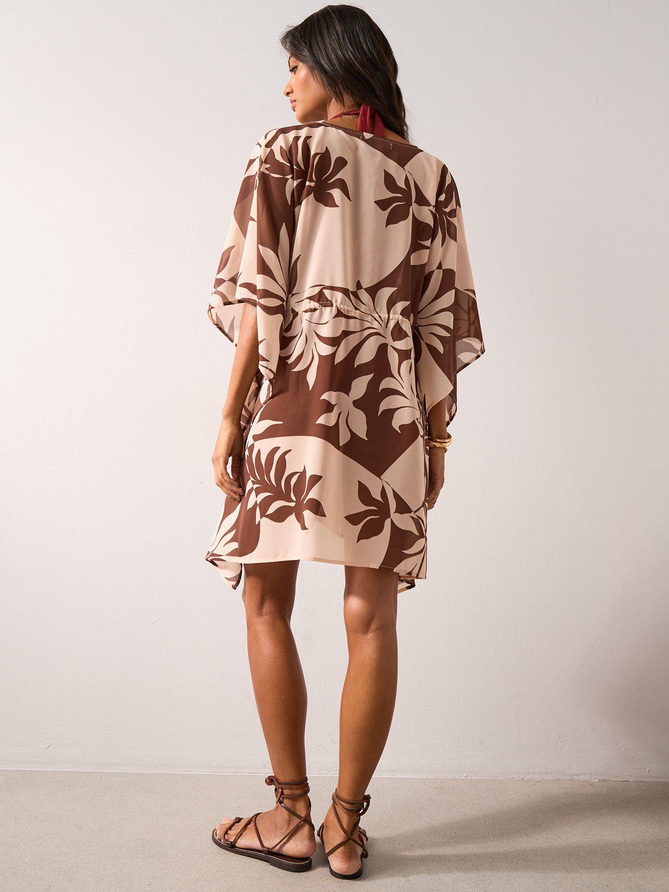 the-very-collection-floral-kaftan-brownstillFront