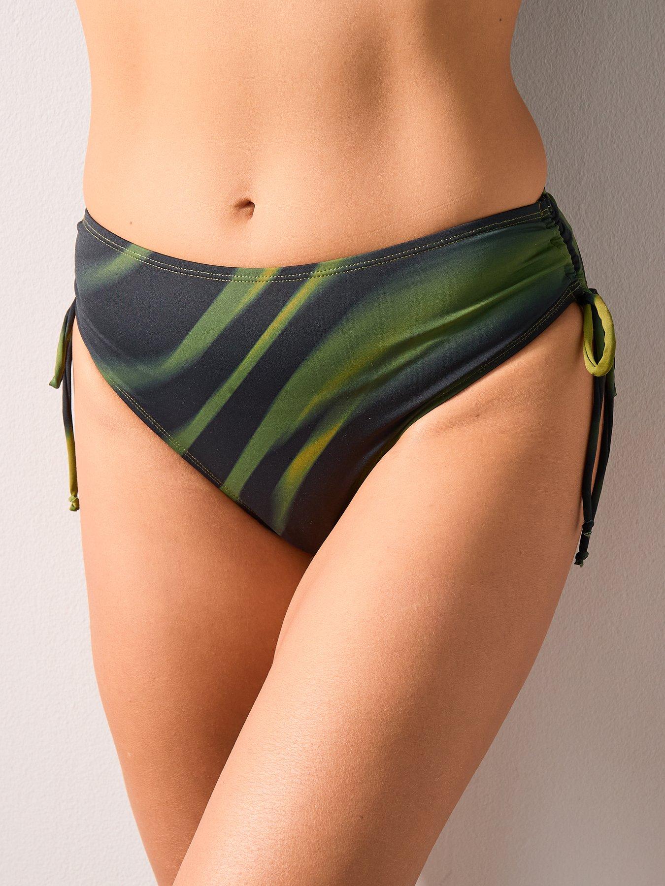 Image 5 of 7 of The Very Collection Ruched Fold Over Bikini Breif - Green