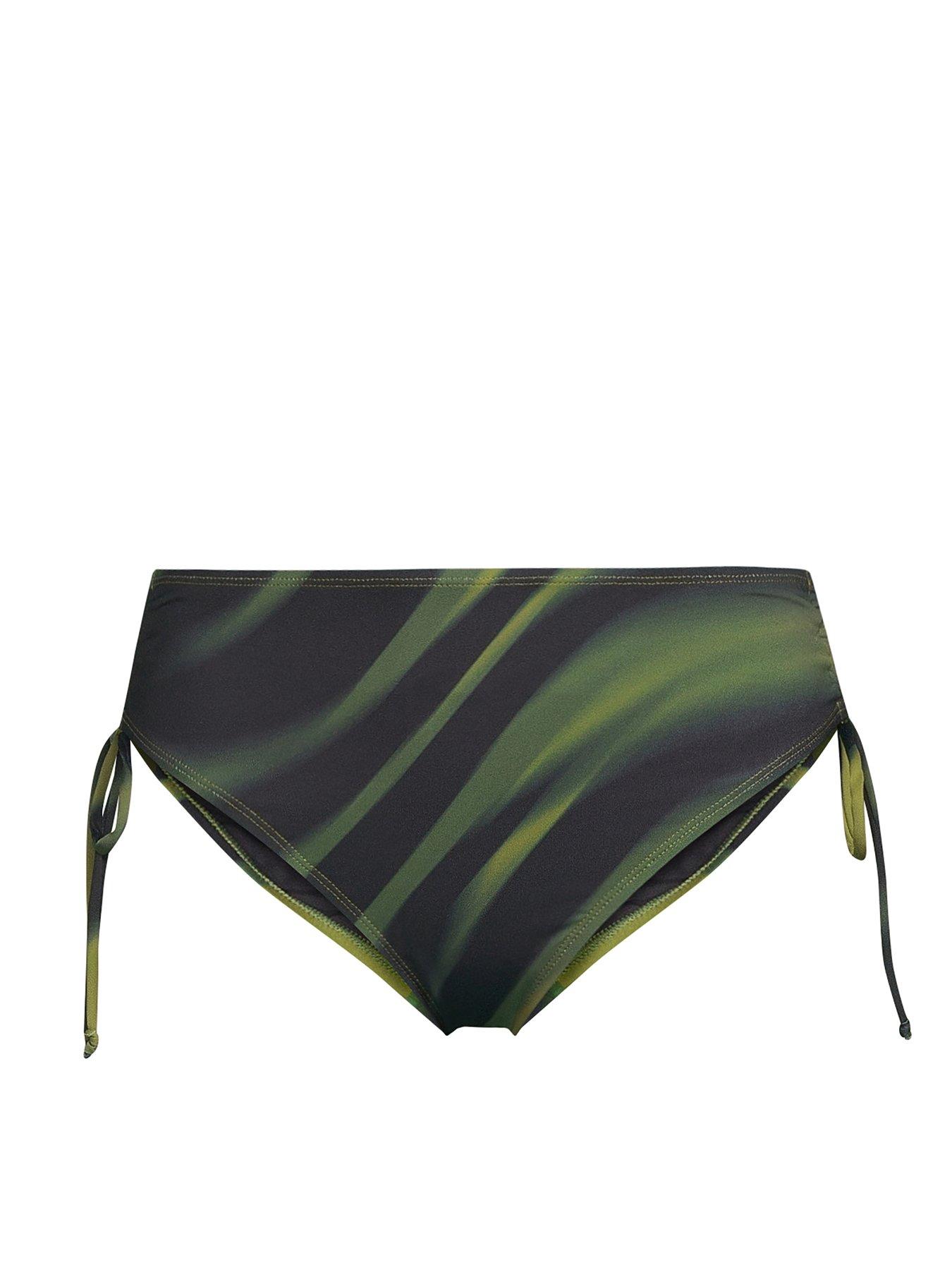 Image 7 of 7 of The Very Collection Ruched Fold Over Bikini Breif - Green
