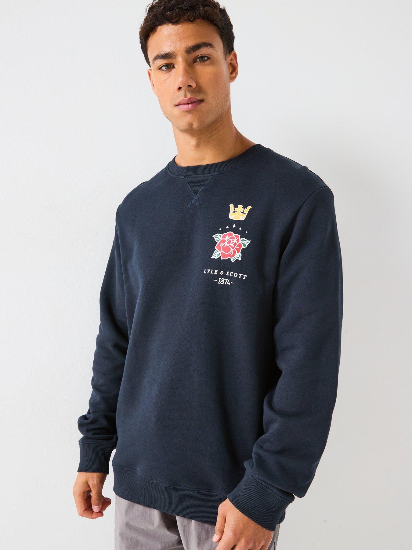 Image 2 of 5 of Lyle & Scott Rose And Crown Graphic Crew Neck- Navy