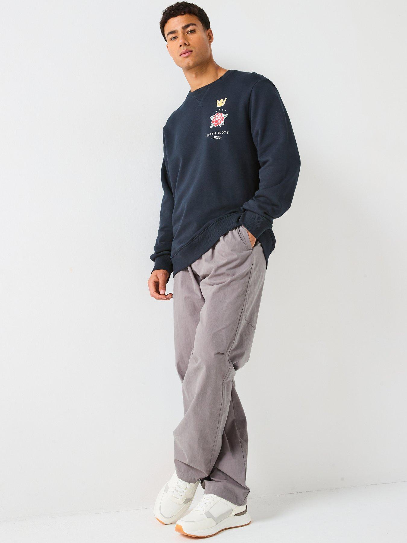 Image 3 of 5 of Lyle & Scott Rose And Crown Graphic Crew Neck- Navy