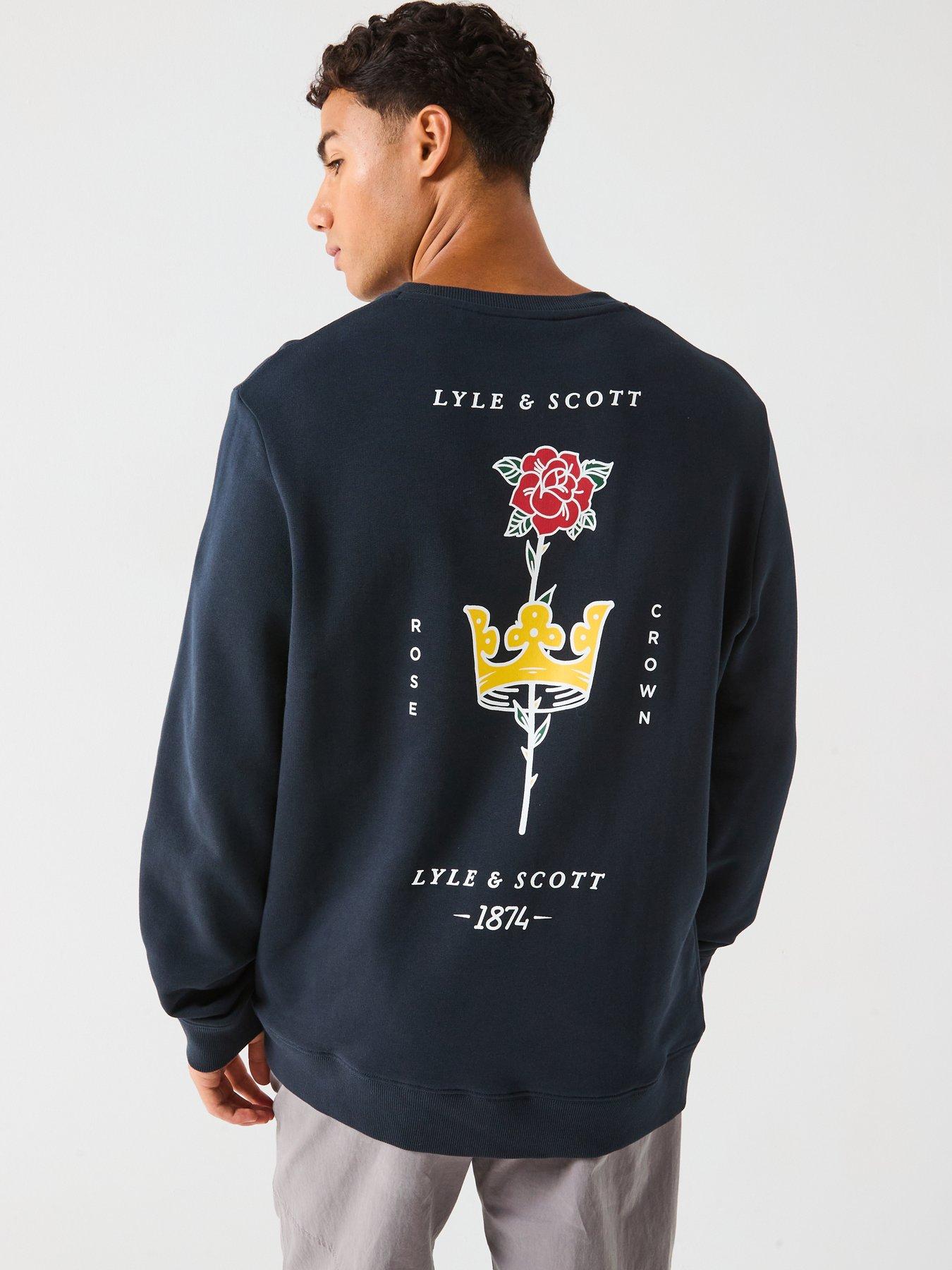 Image 5 of 5 of Lyle & Scott Rose And Crown Graphic Crew Neck- Navy