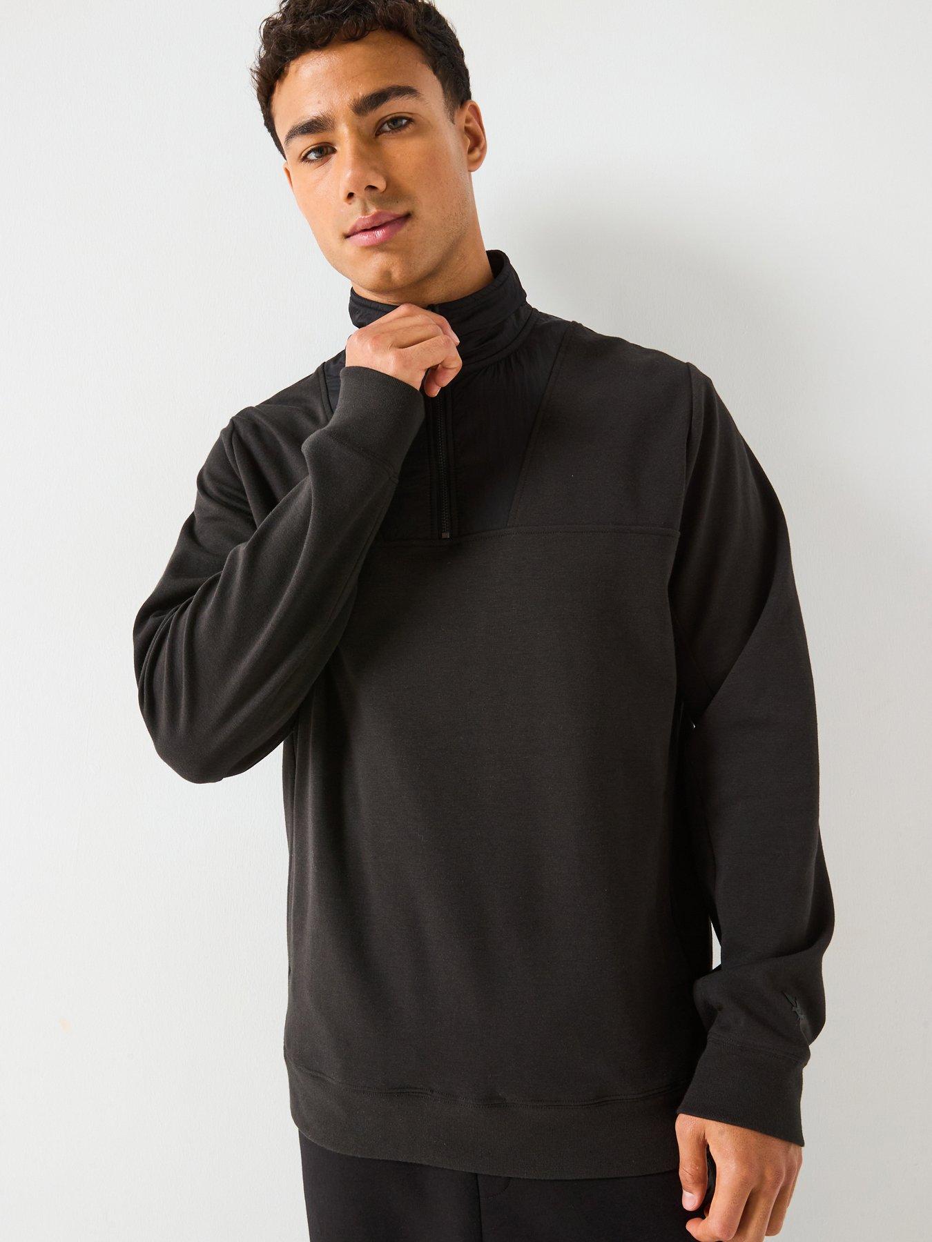 Lyle & Scott Panelled Hybrid Quarter Zip Top - Black