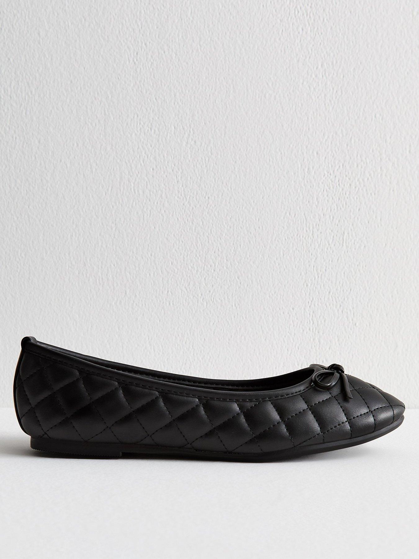 New Look Quilted Faux Leather Ballet Flats - Black