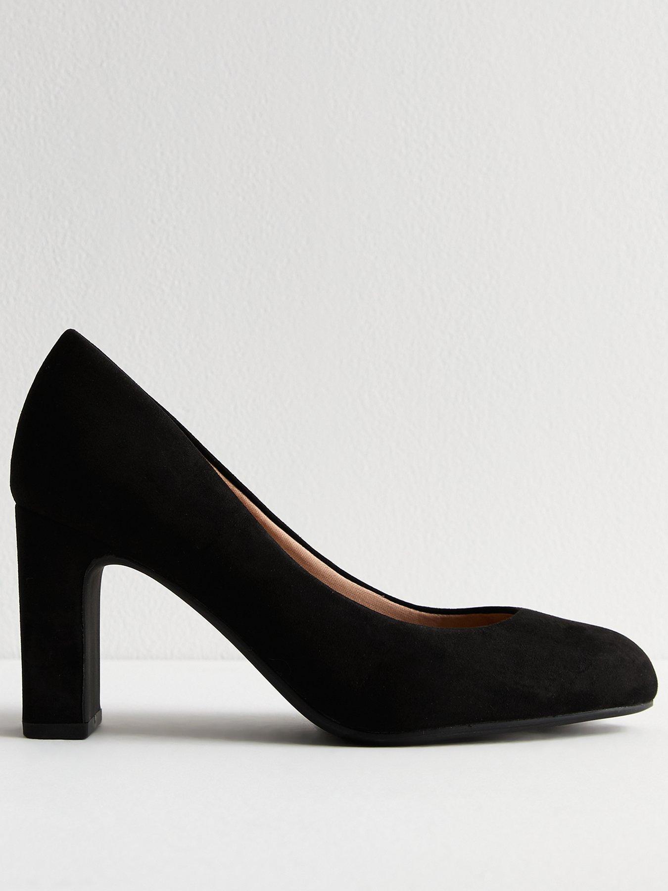 New Look Wide Fit Black Faux Suede Court Shoes