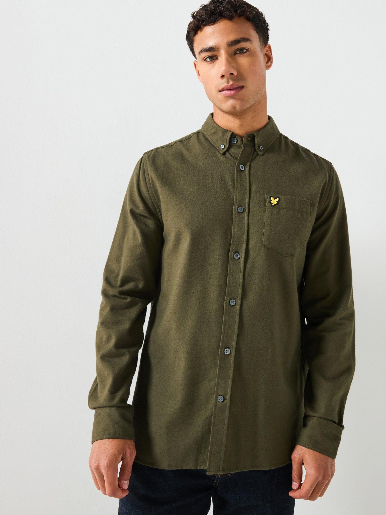 Lyle & Scott Plain Flannel Shirt - Dark Green