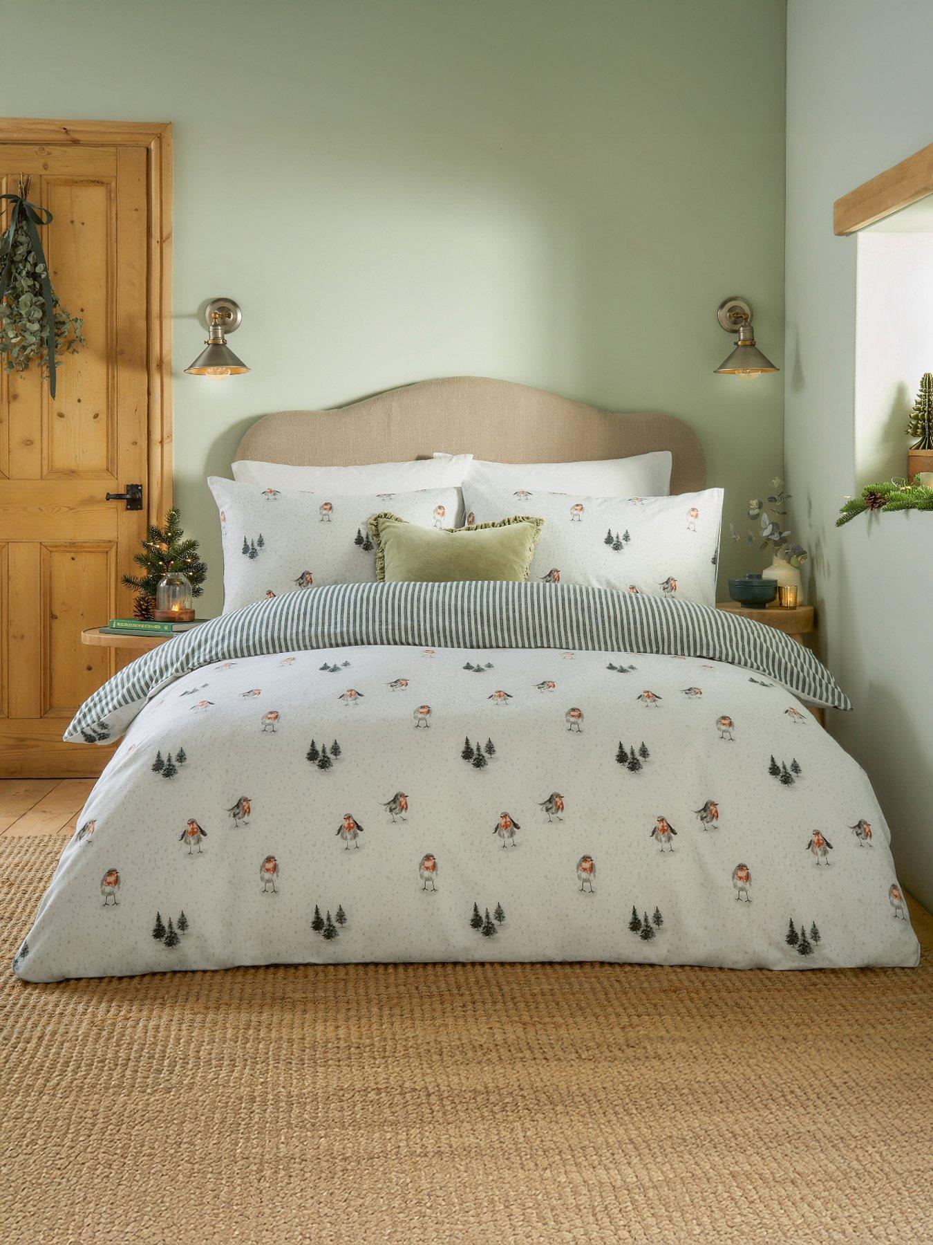 undefined Robins Return Christmas Duvet Set Cream/Pine