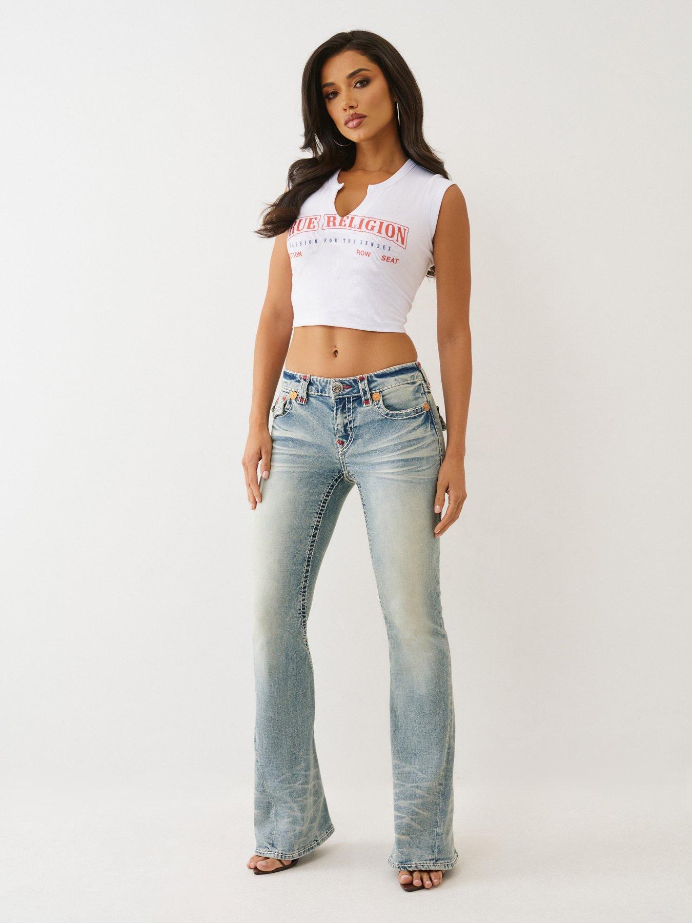 Image 3 of 6 of TRUE RELIGION Joey Low Rise Flared Jeans - Light Wash