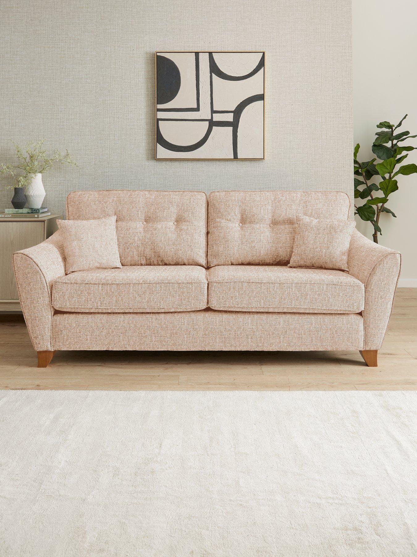 The Very Collection Halstow 3 Seater Fabric Sofa - Natural - Made to order in the UK