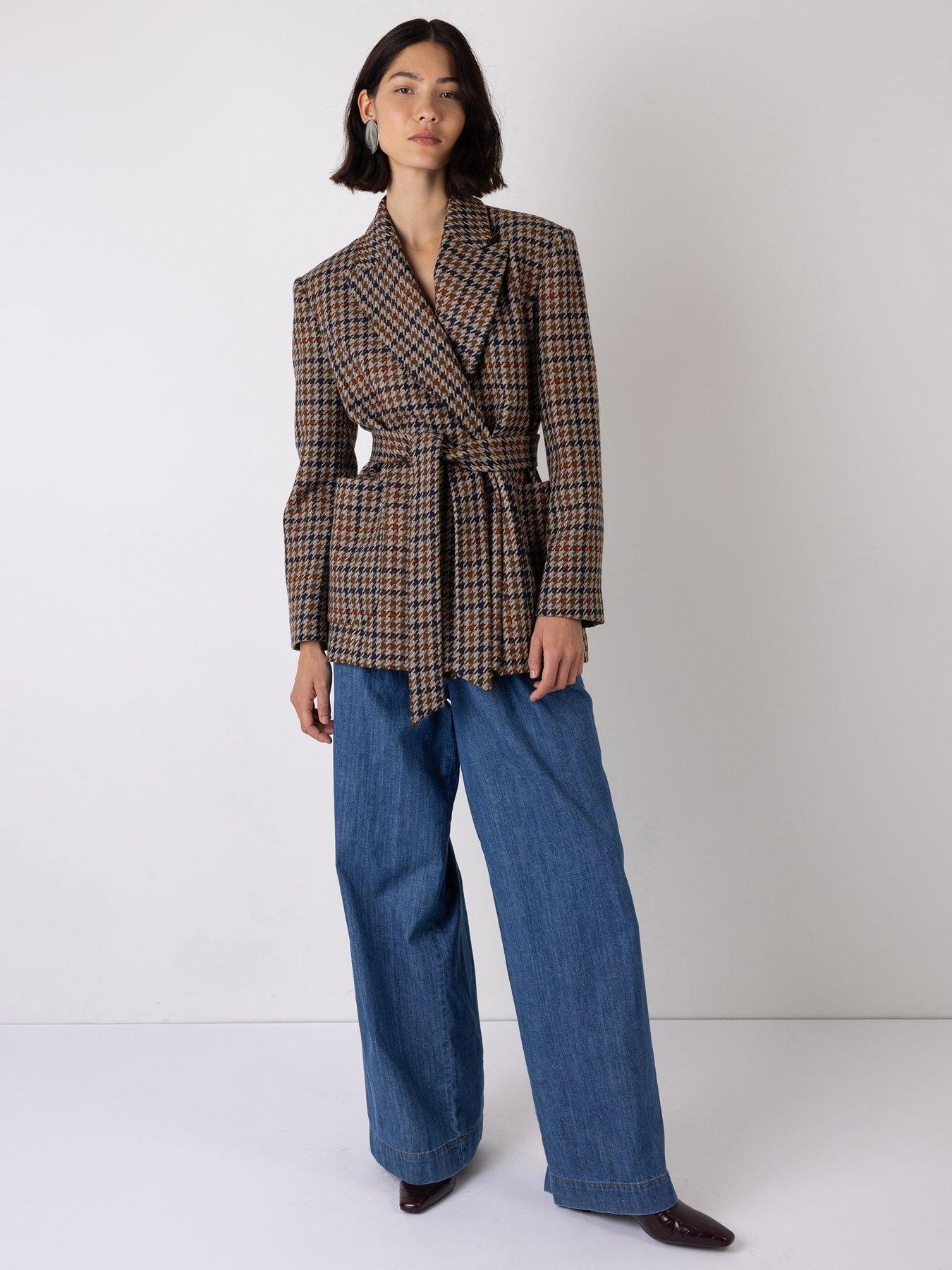vivere-wilma-check-belted-blazer-brownfront
