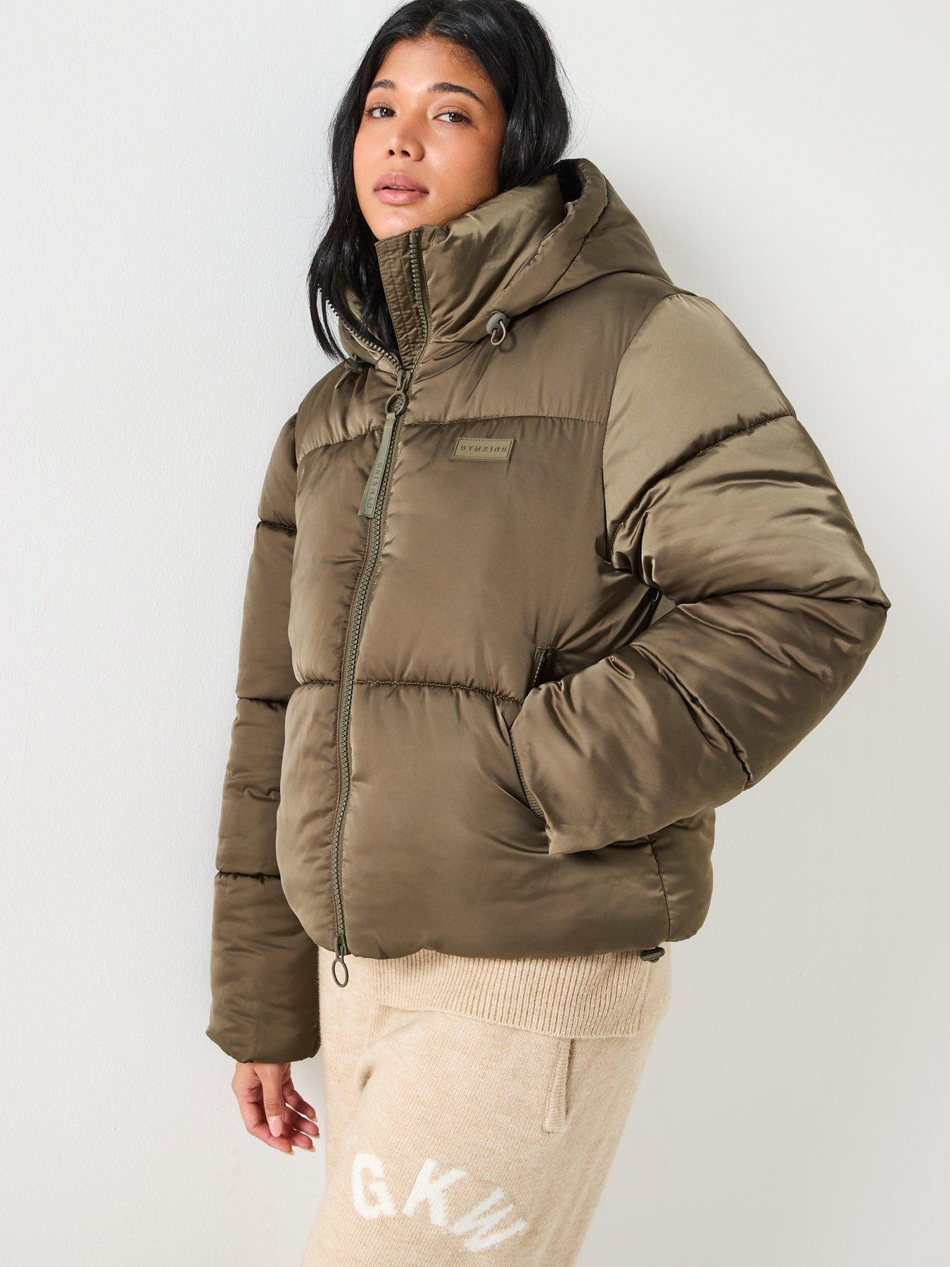 Gym King Womens Cropper Padded Jacket - Khaki
