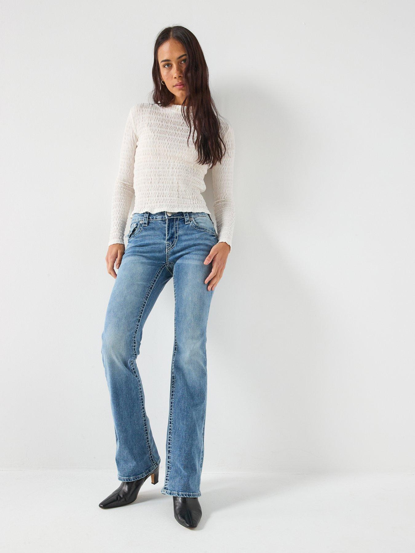 Image 3 of 5 of TRUE RELIGION Becca Mr Bootcut Flap Big T Jeans - Light Wash