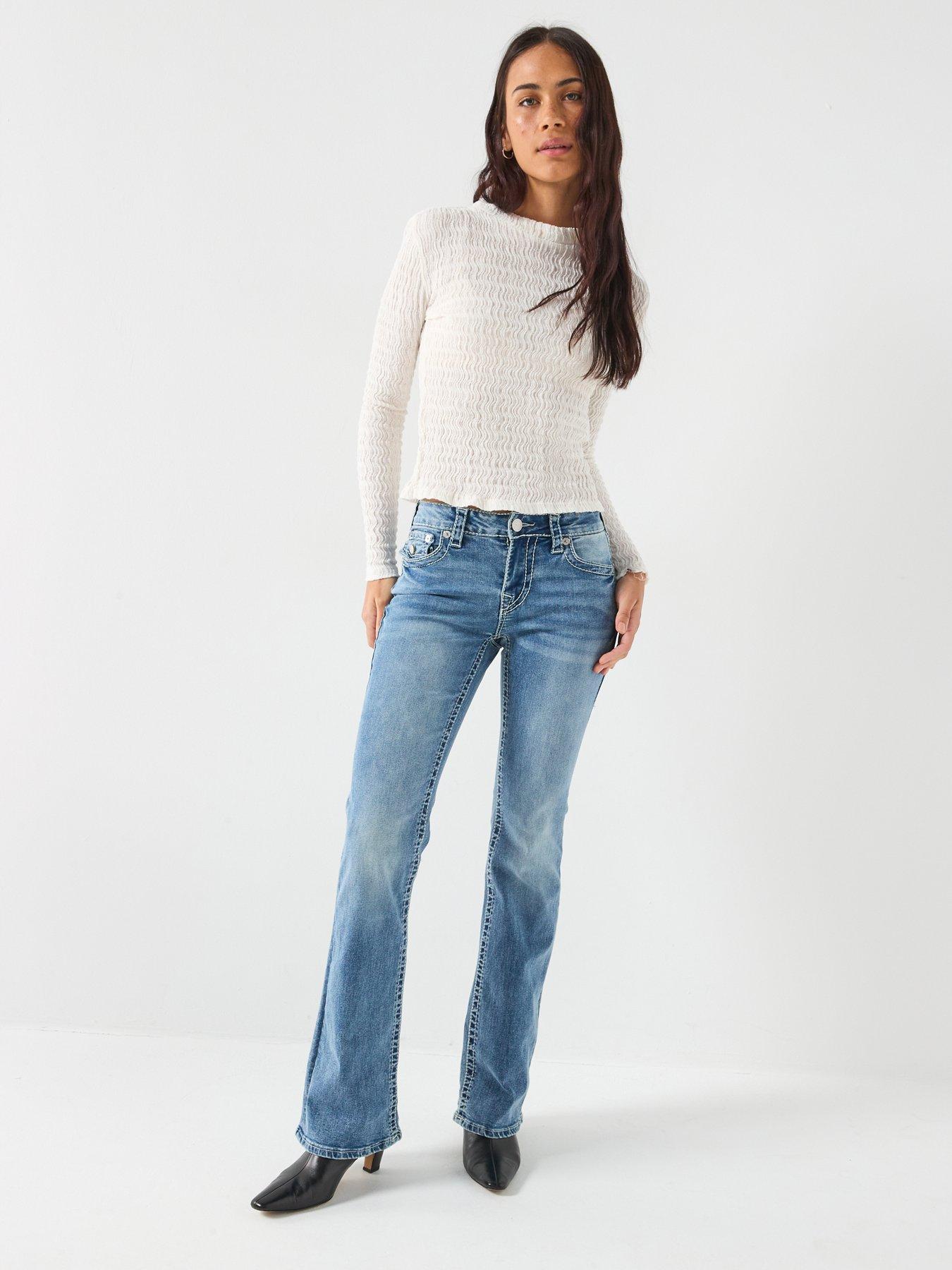 Image 5 of 5 of TRUE RELIGION Becca Mr Bootcut Flap Big T Jeans - Light Wash