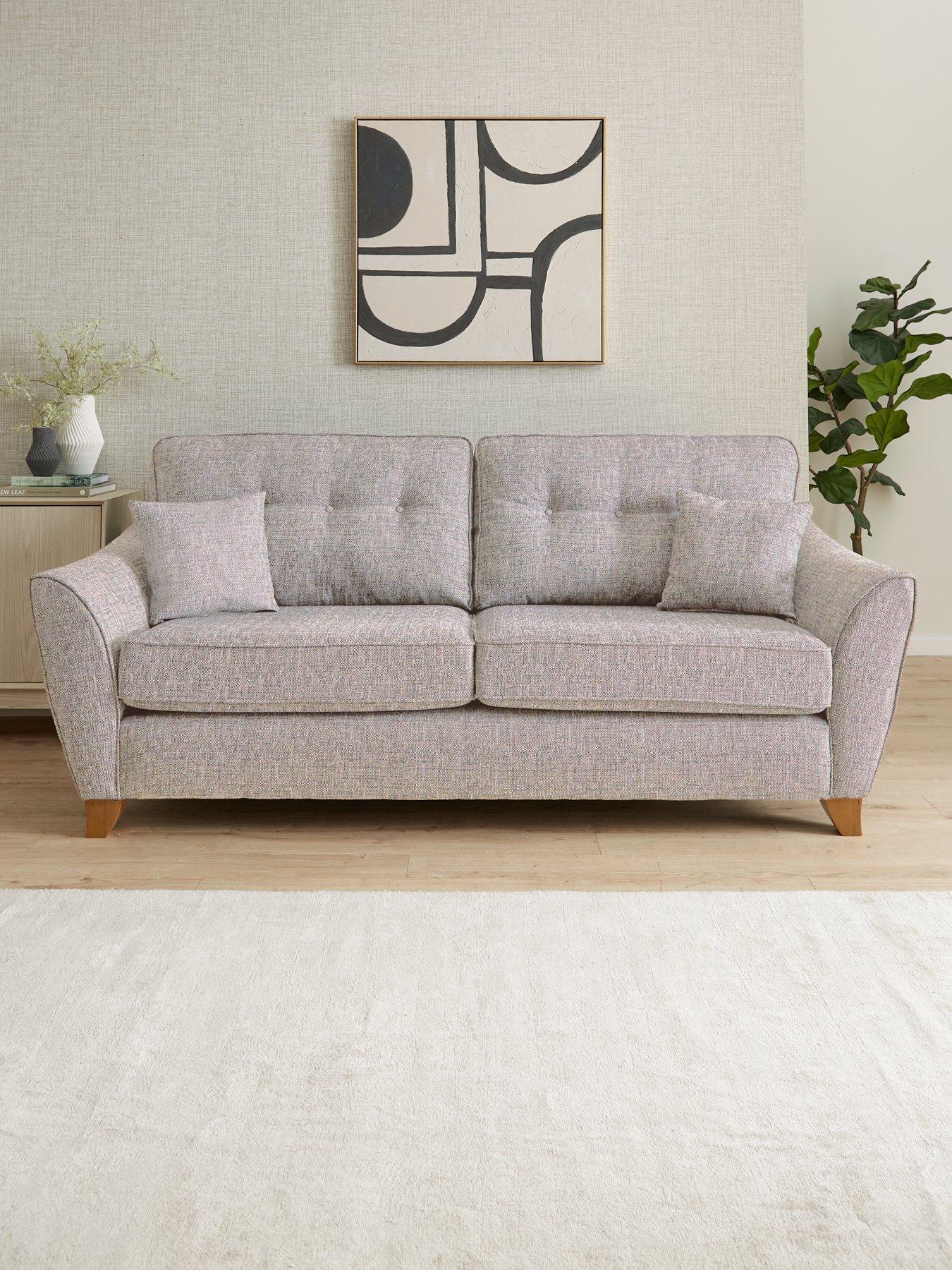 The Very Collection Halstow 3 Seater Fabric Sofa - Silver - Made to order in the UK