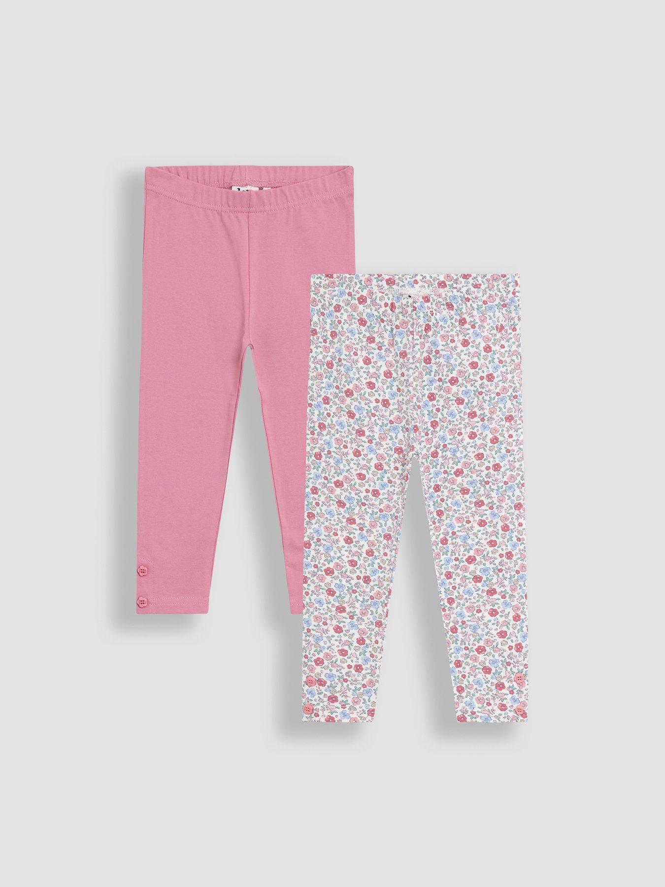 JoJo Maman Bebe Toddler Girls 2-Pack Ditsy Floral Leggings - Pink