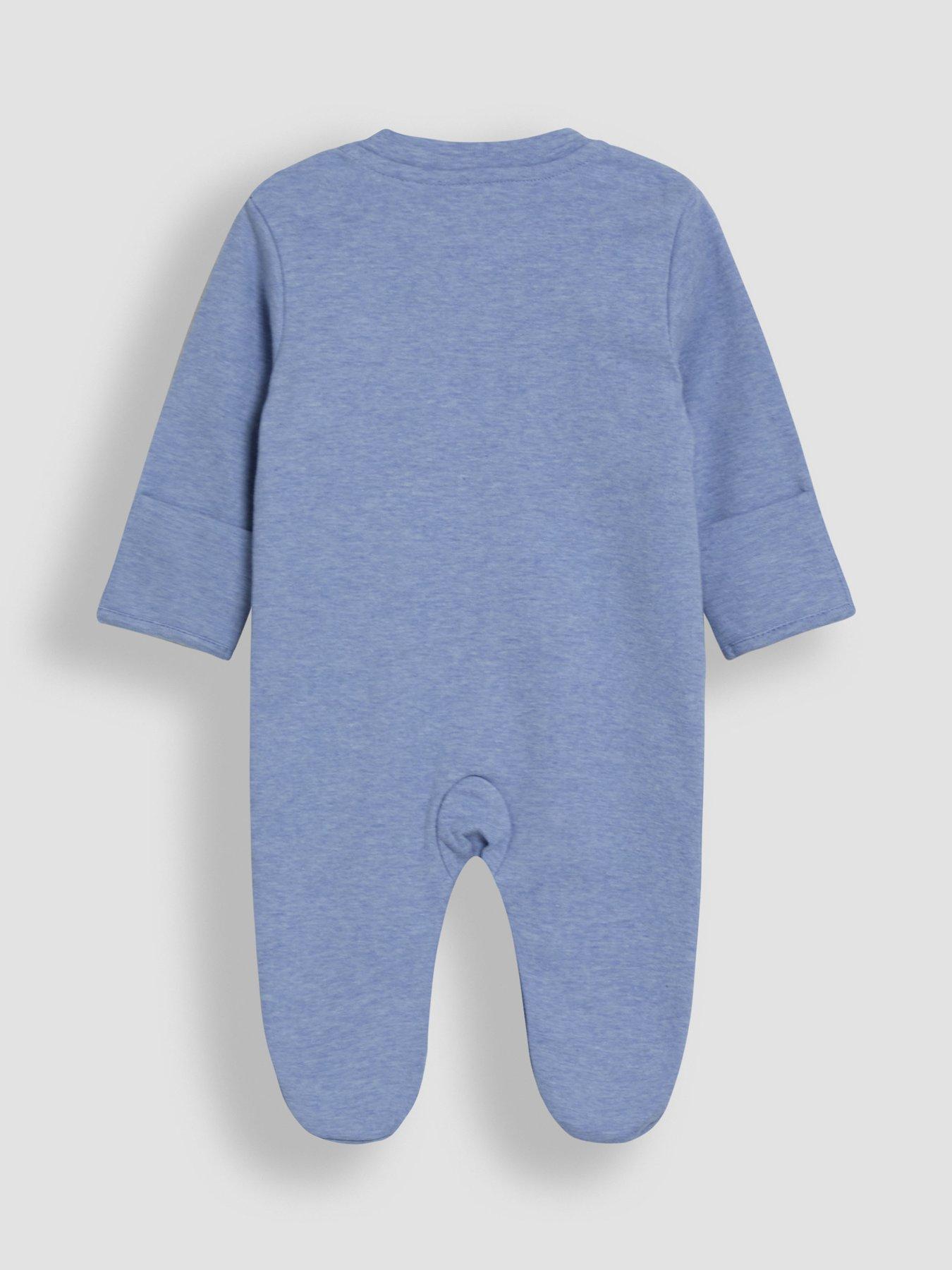Image 4 of 4 of JoJo Maman Bebe Baby Boys Bee Applique Sleepsuit - Blue
