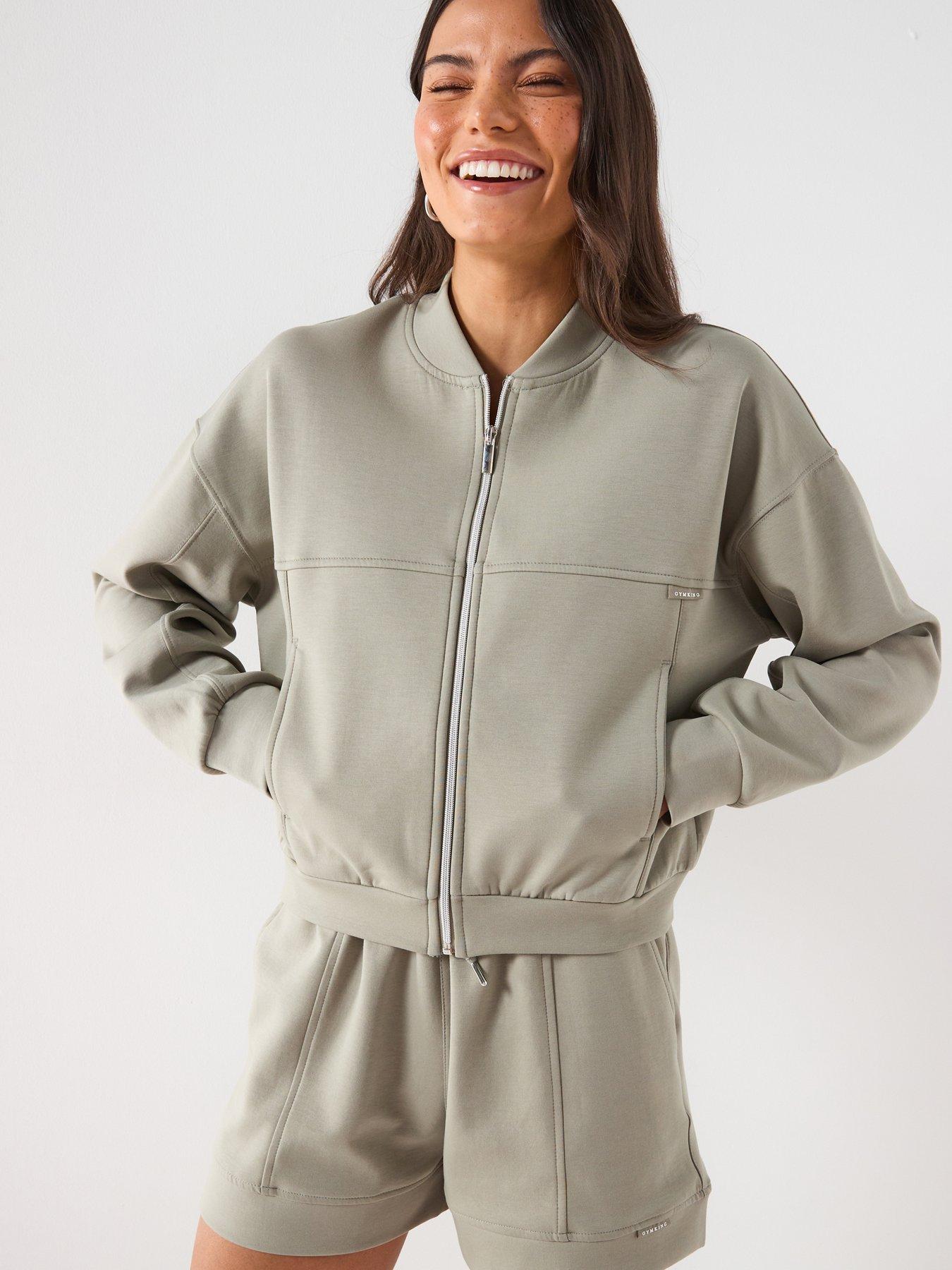 Gym King Womens Retreat Cropped Bomber - Sage Green