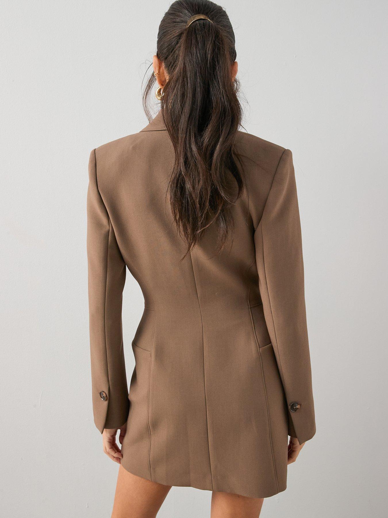 Image 2 of 6 of The Very Collection Sculpted Blazer Dress - Brown