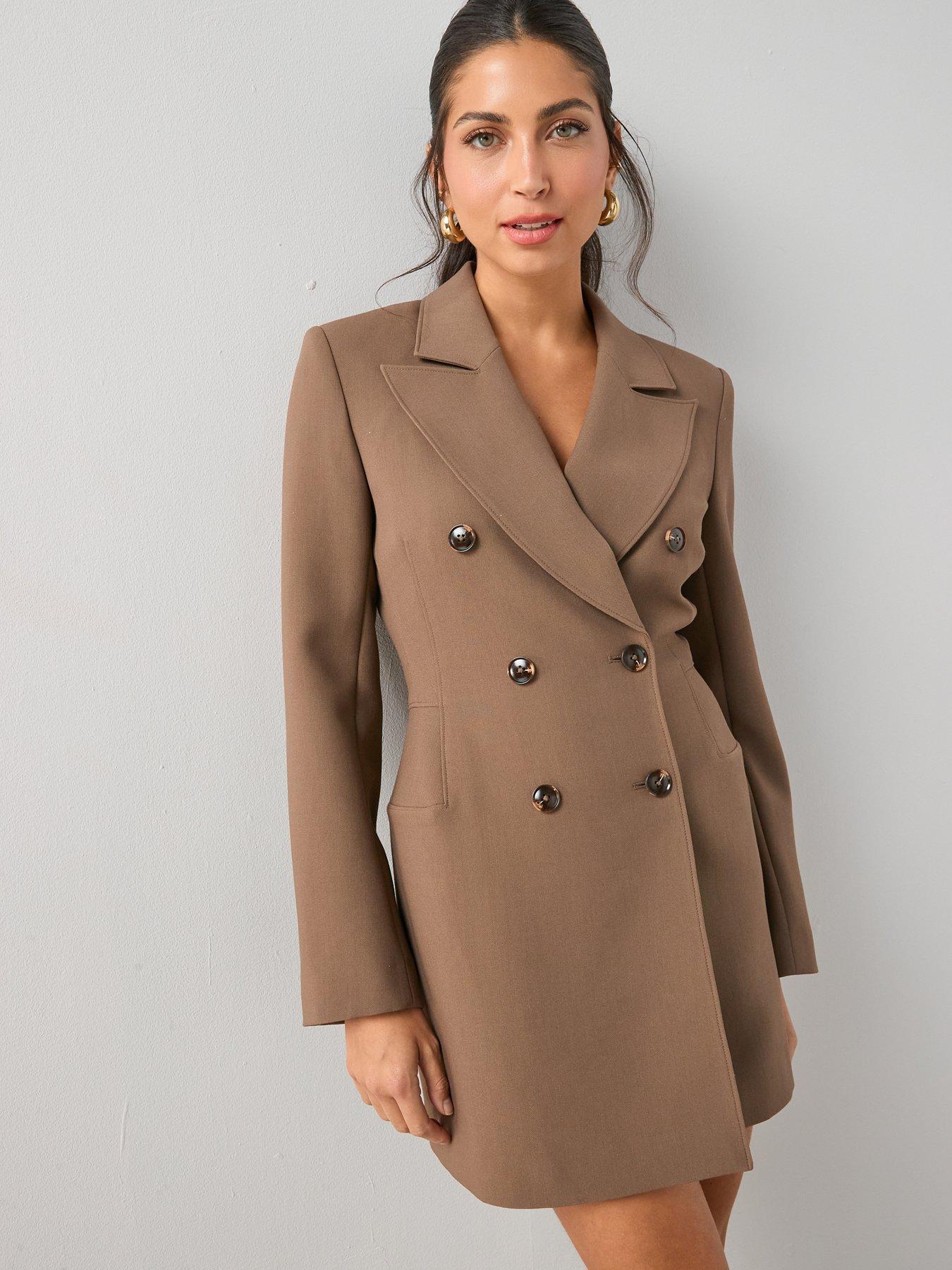 Image 5 of 6 of The Very Collection Sculpted Blazer Dress - Brown