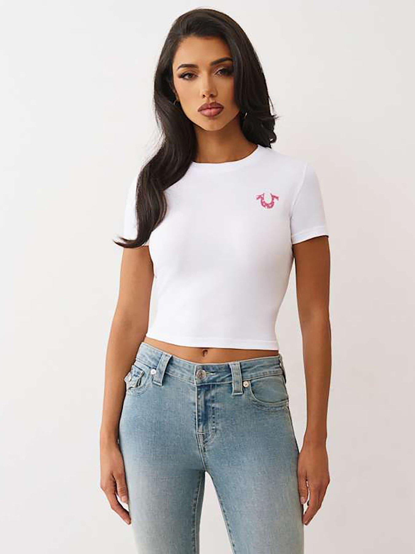 TRUE RELIGION Crystal Mushroom Short Sleeve Baby Tee - White