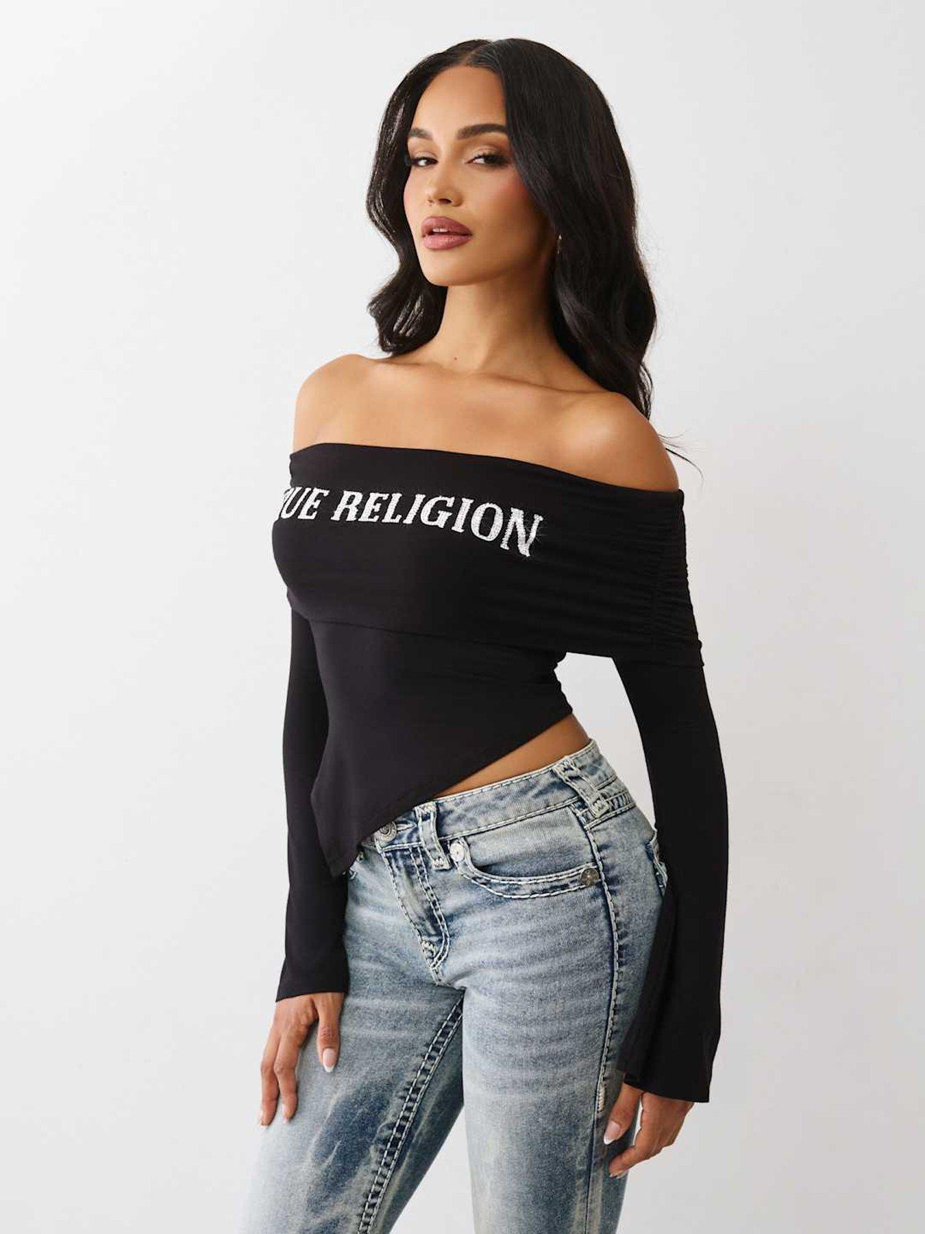 true-religion-crystal-asymmetrical-off-shoulder-top-blackoutfit