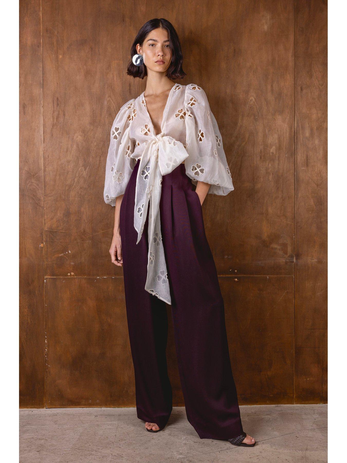 Image 1 of 3 of Vi.ve.re Orla Sheer Top - Ecru
