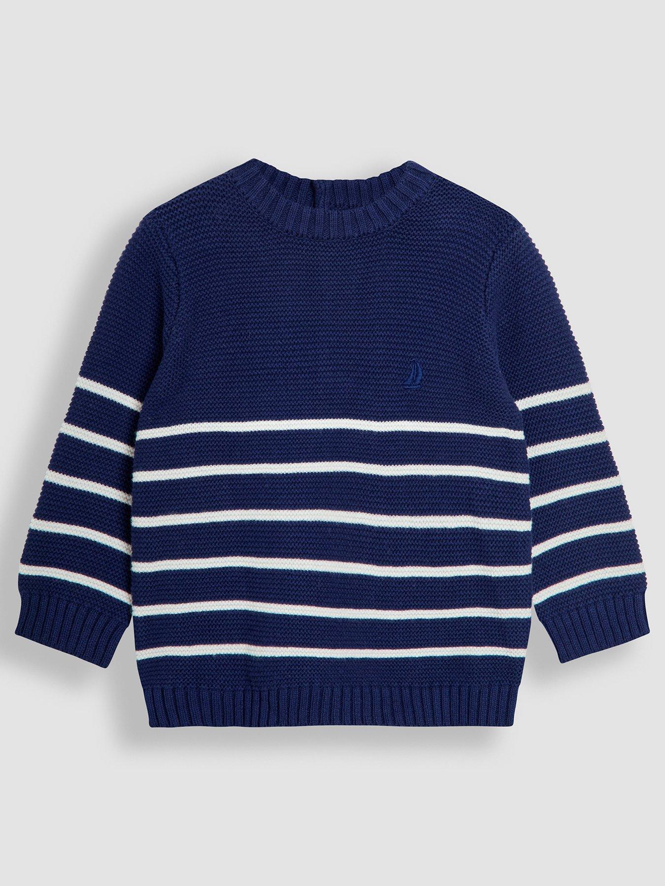 JoJo Maman Bebe Toddler Boys Classic Stripe Jumper - Navy