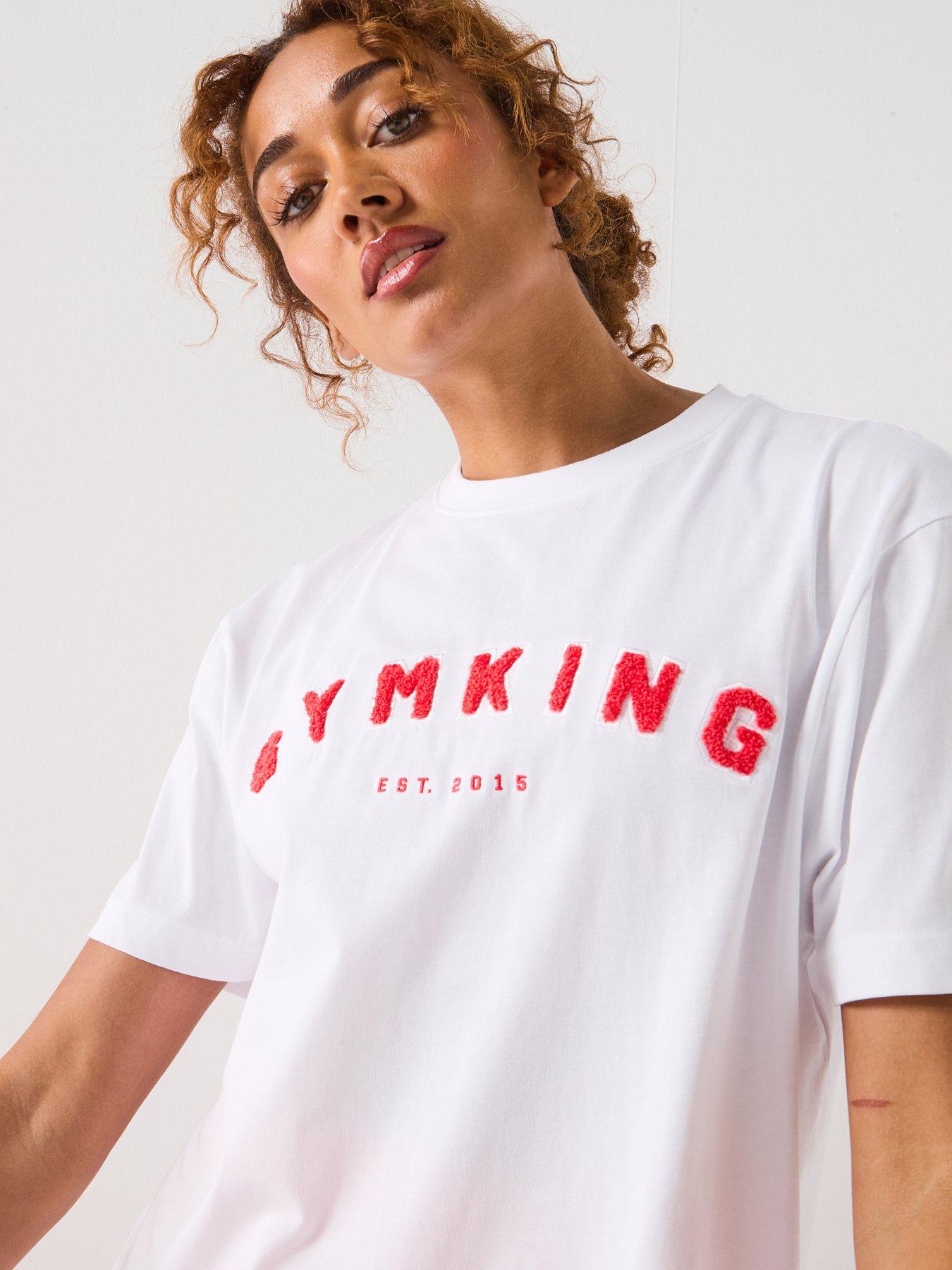 Image 5 of 5 of Gym King Womens Shadow Boyfriend Tee - White