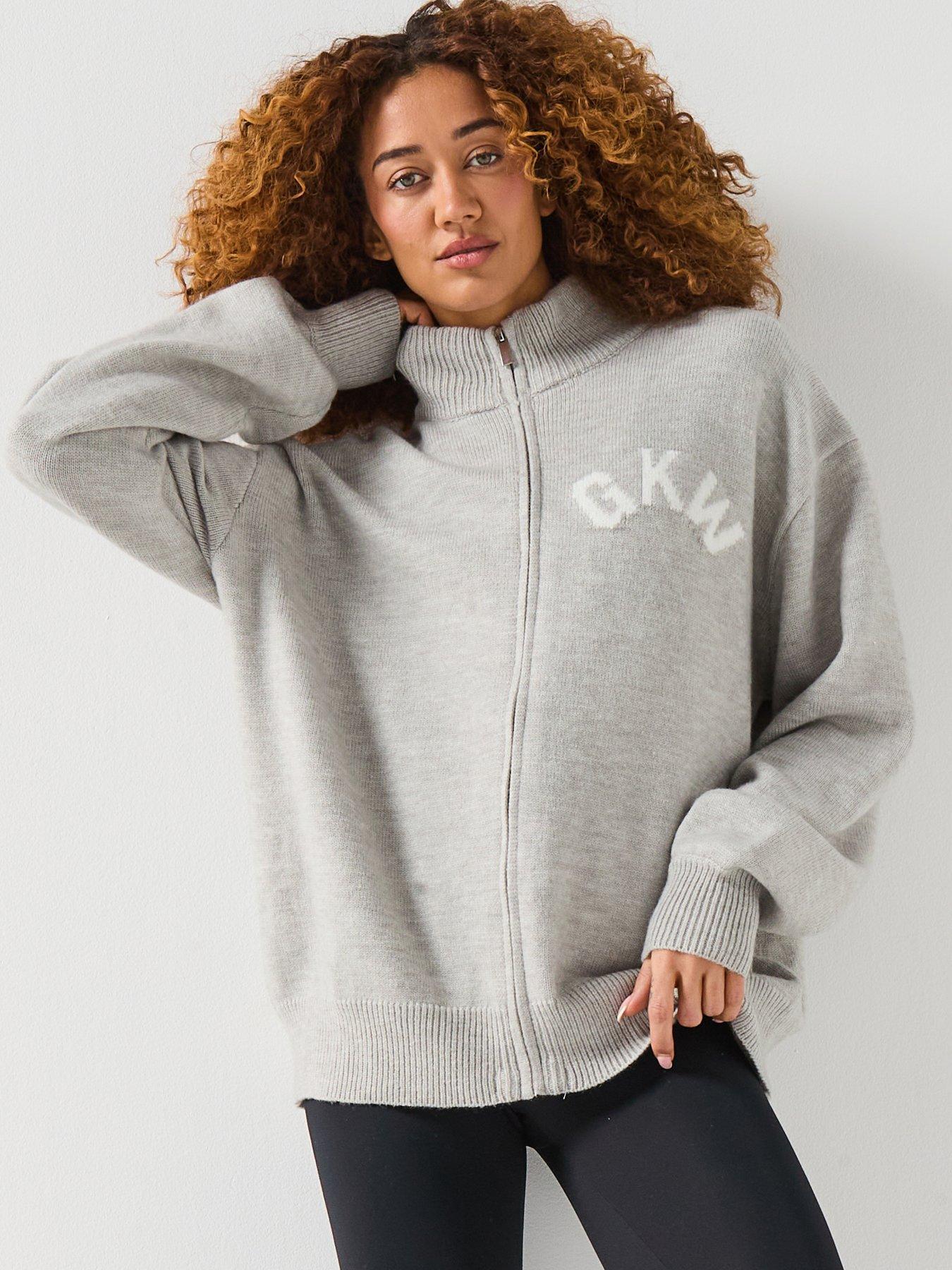 Gym King Restore Knitted Full Zip Funnel - White