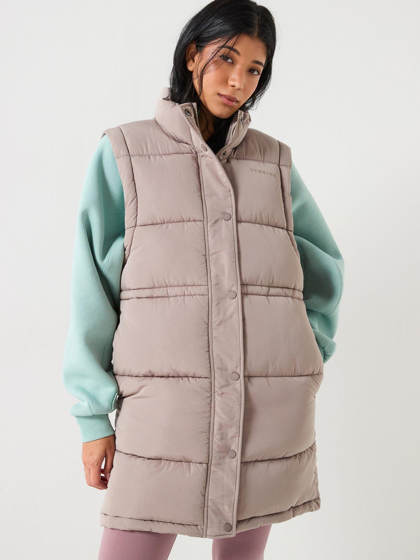 Gym King Womens Padded Longline Gilet - Brown