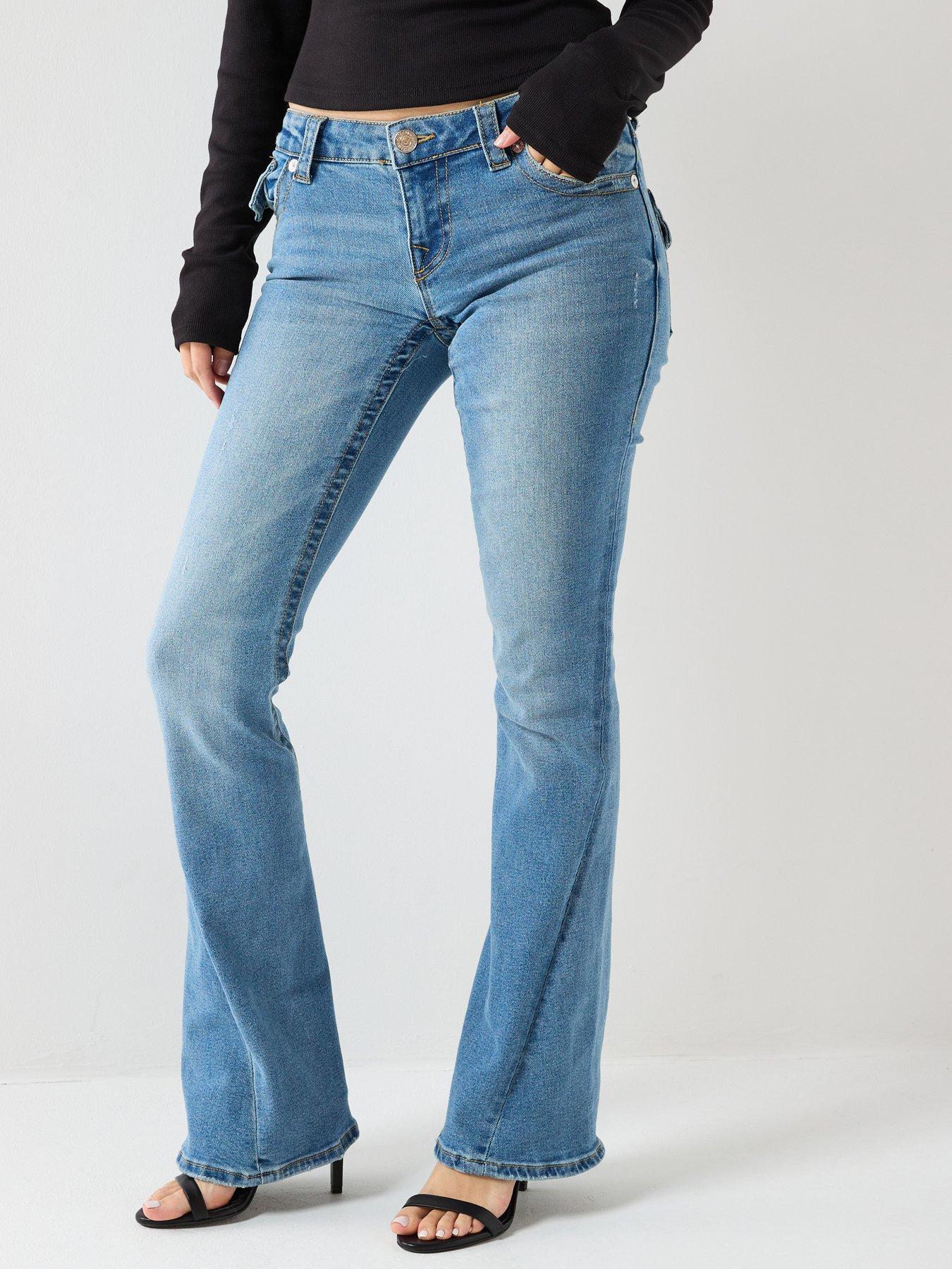 TRUE RELIGION Joey Low Rise Flare Flap? Jeans - Light Wash