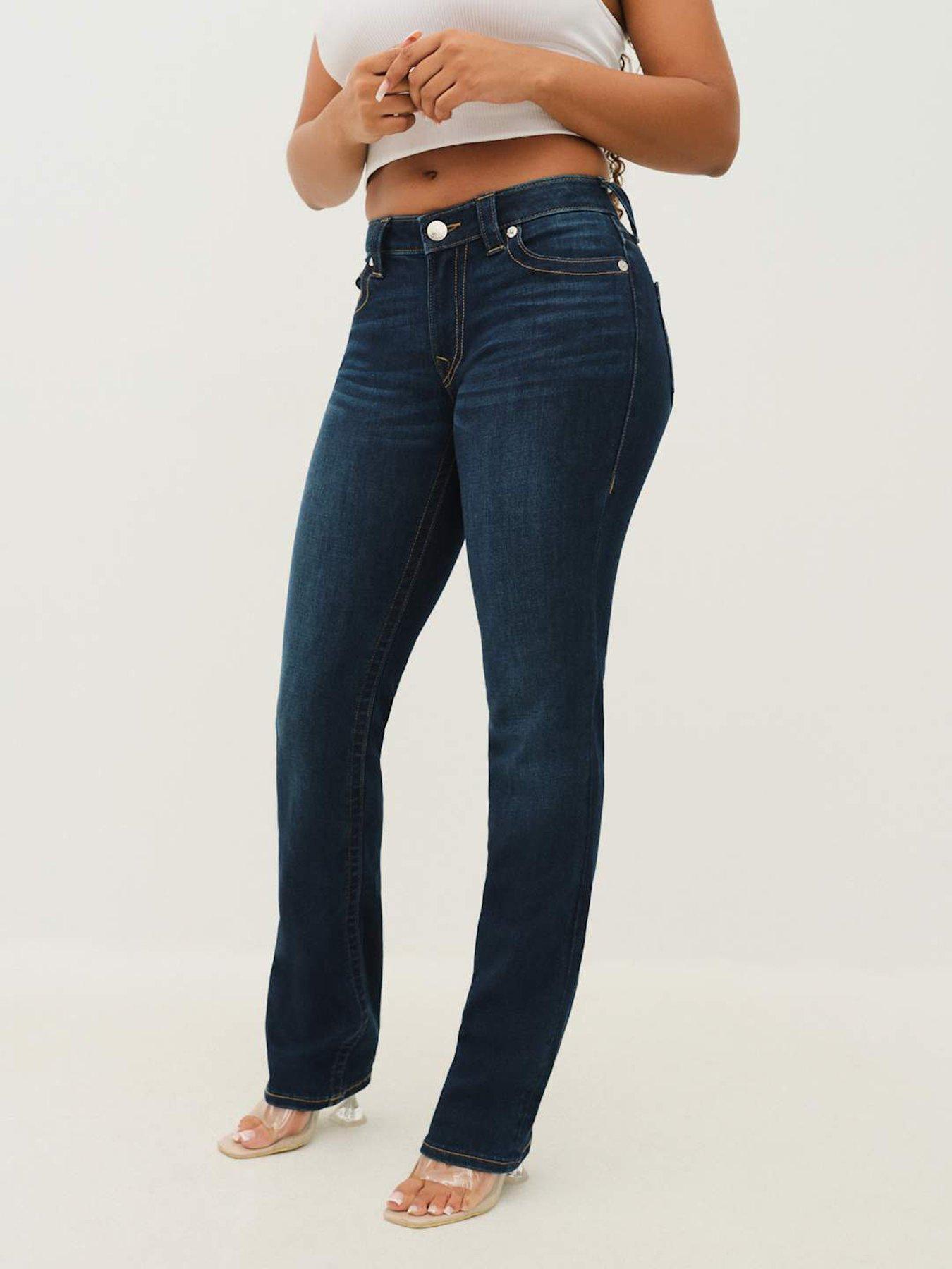 Image 1 of 5 of TRUE RELIGION Billie Mid Rise Straight Fit Jeans - Blue