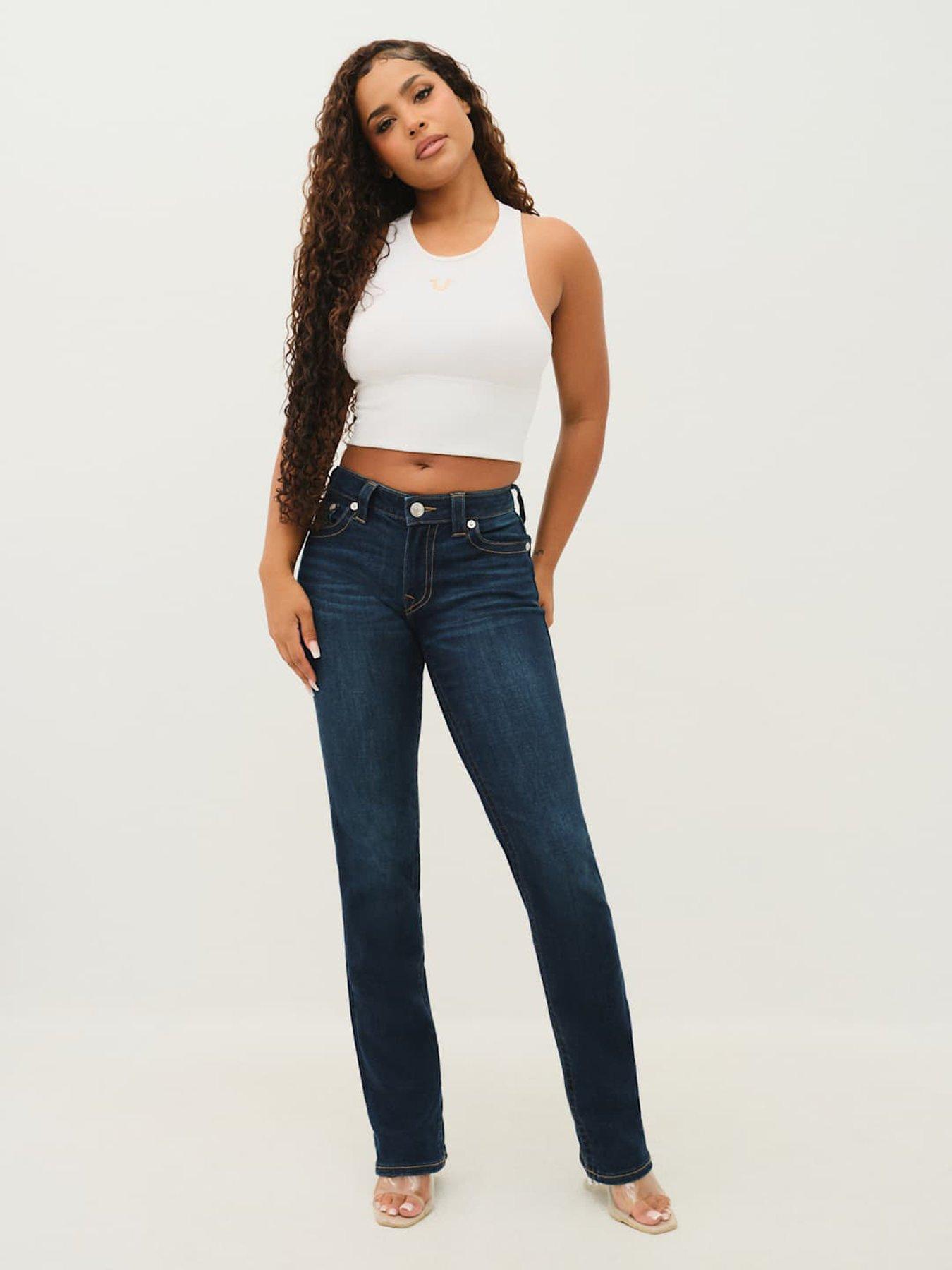 Image 3 of 5 of TRUE RELIGION Billie Mid Rise Straight Fit Jeans - Blue