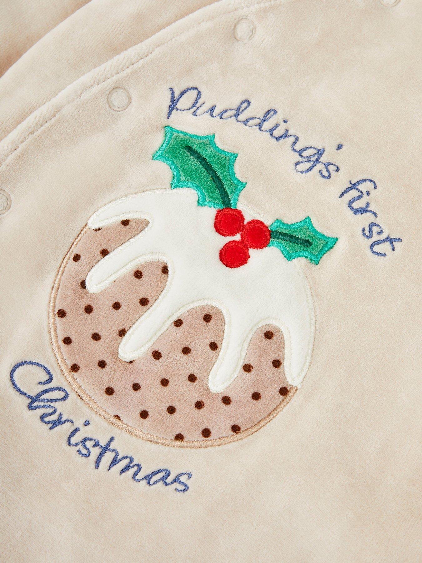 Image 2 of 4 of JoJo Maman Bebe Baby Unisex Pudding Applique All-In-One - Beige