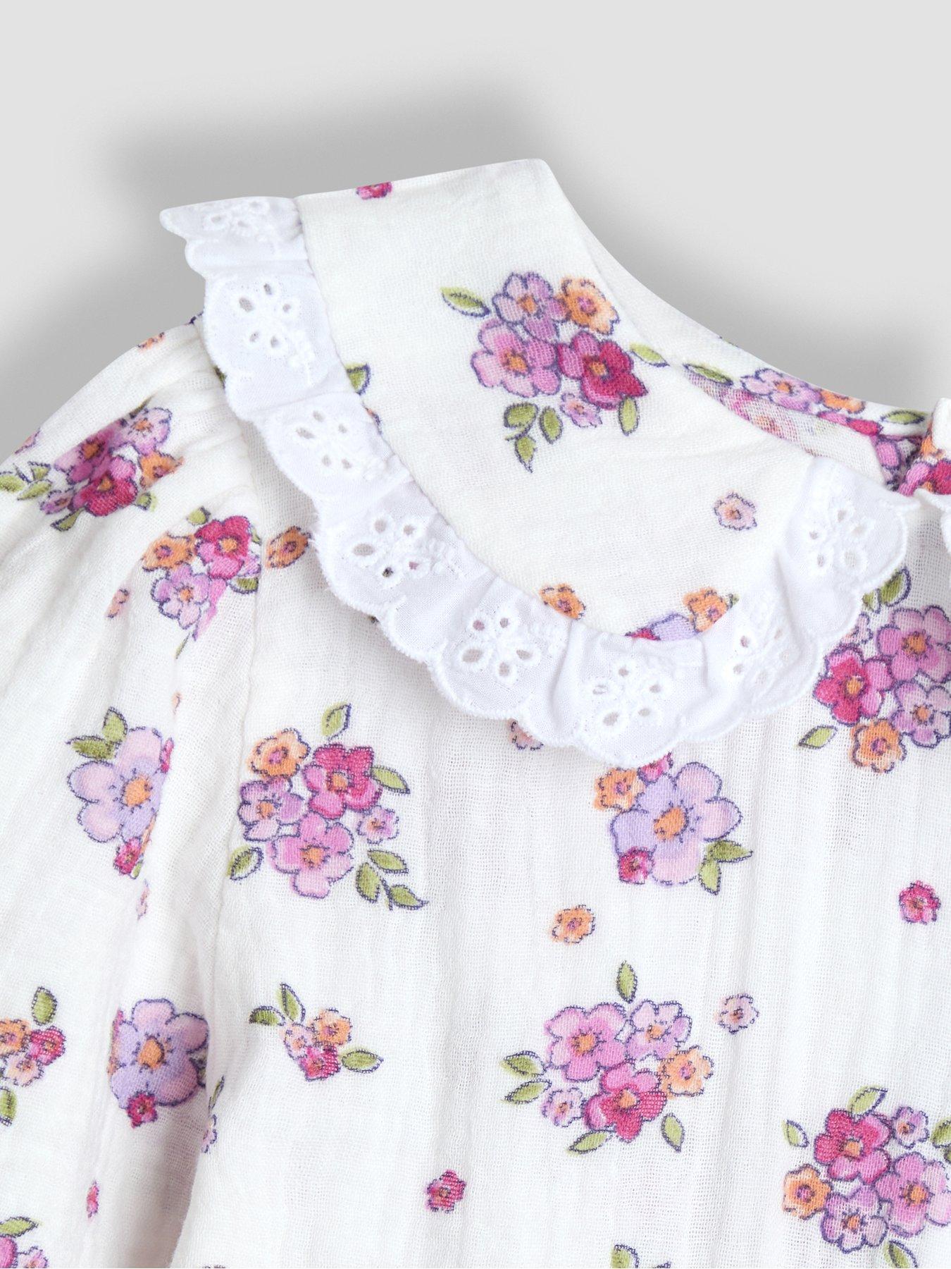 Image 6 of 6 of JoJo Maman Bebe Toddler Girls Embroidered Cord Pinafore Dress &amp; Blouse Set - Red